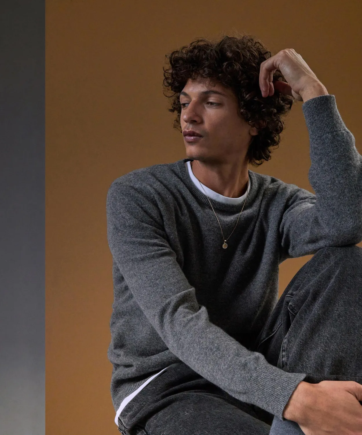 Rodier Maglione uomo girocollo cashmere grigio medio