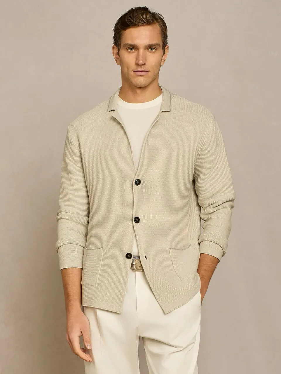 Paul Taylor giacca maglia punto lino cotone burro