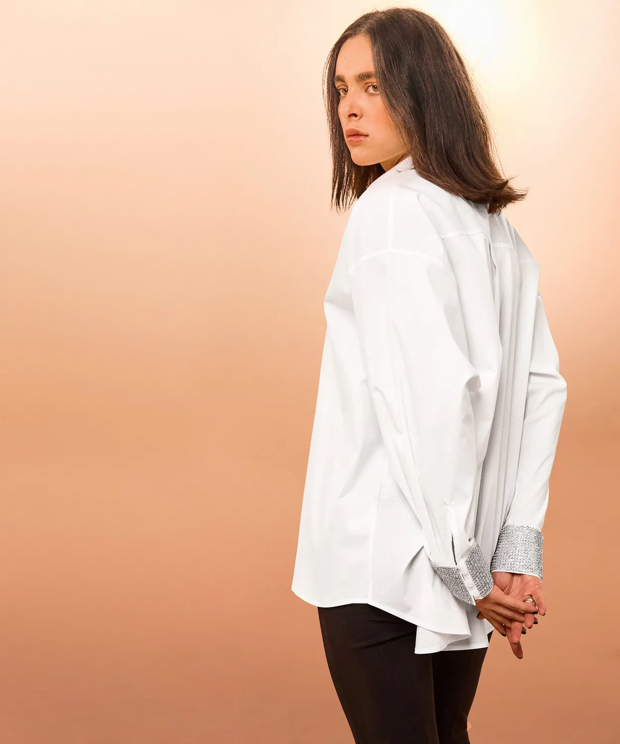 Rodier Camicia Bianca Oversize con Strass