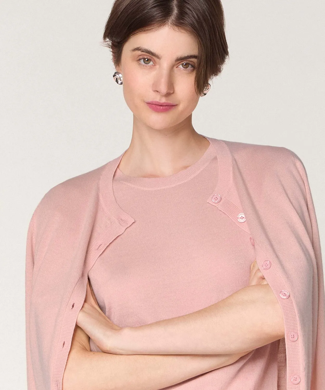 Rodier twin set lana merino rosa perla maglia 12