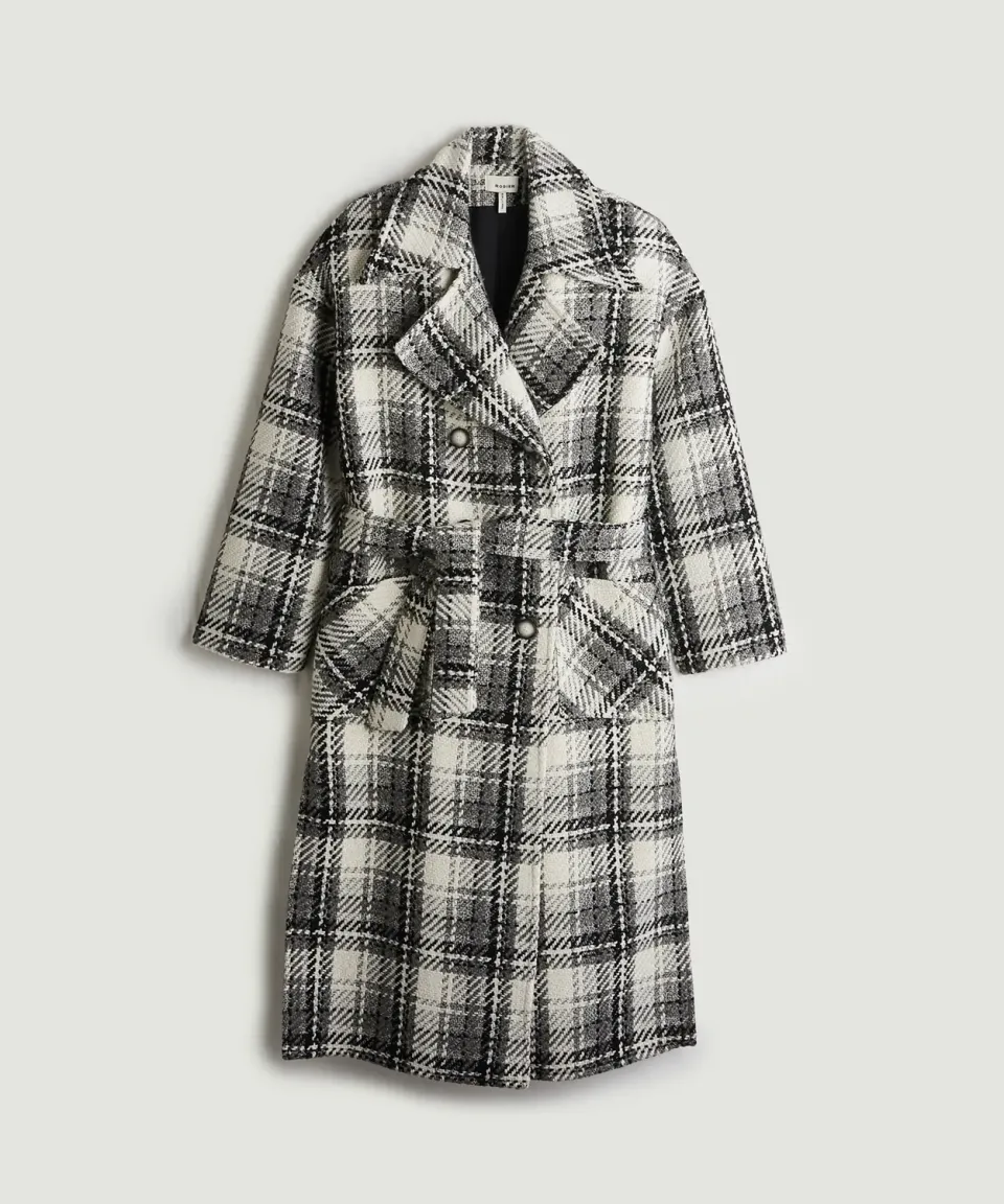 Rodier Cappotto oversize in lana nero a quadri