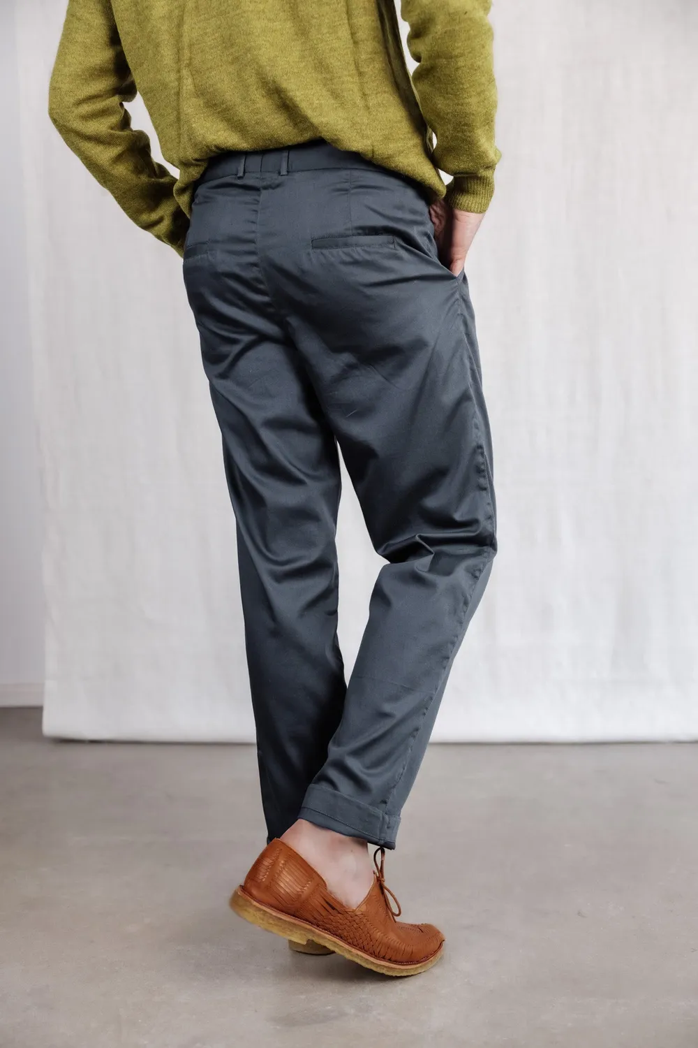 Jyoti Sameer pantaloni uomo cotone grigio scuro