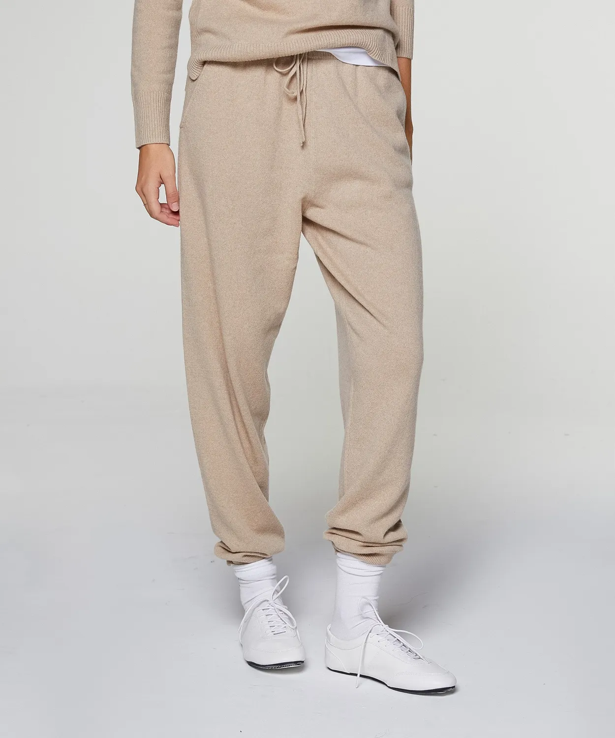 Rodier Jogging Pantaloni cashmere beige caviglia