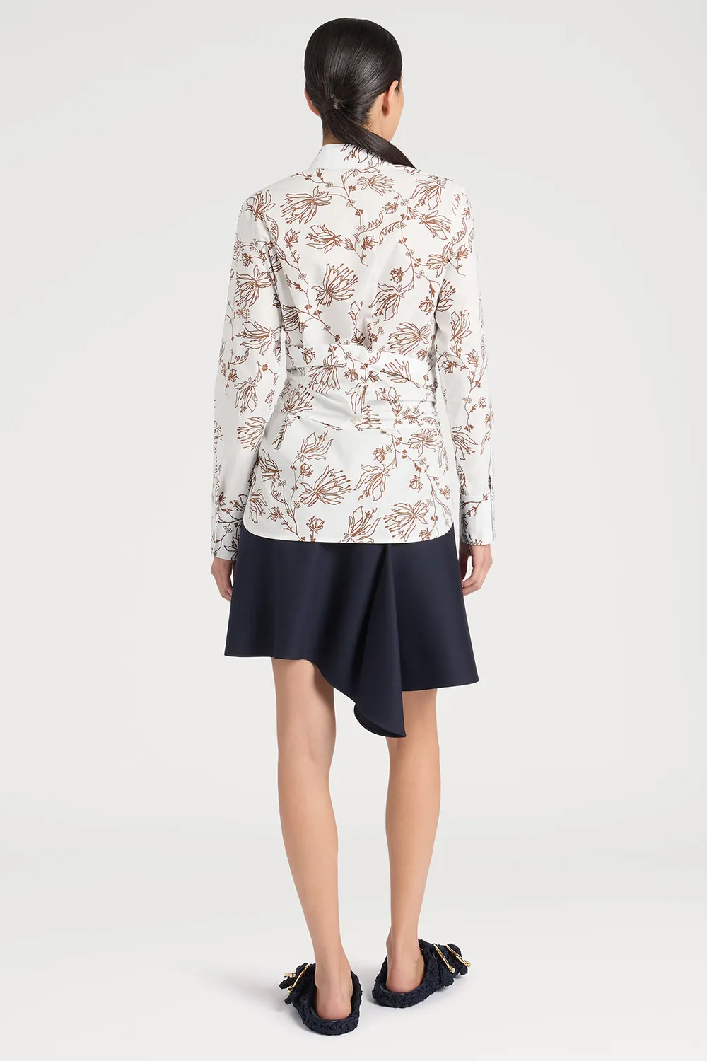 PORTS 1961 PW126HLS13 camicia fiori bianca nodo 38