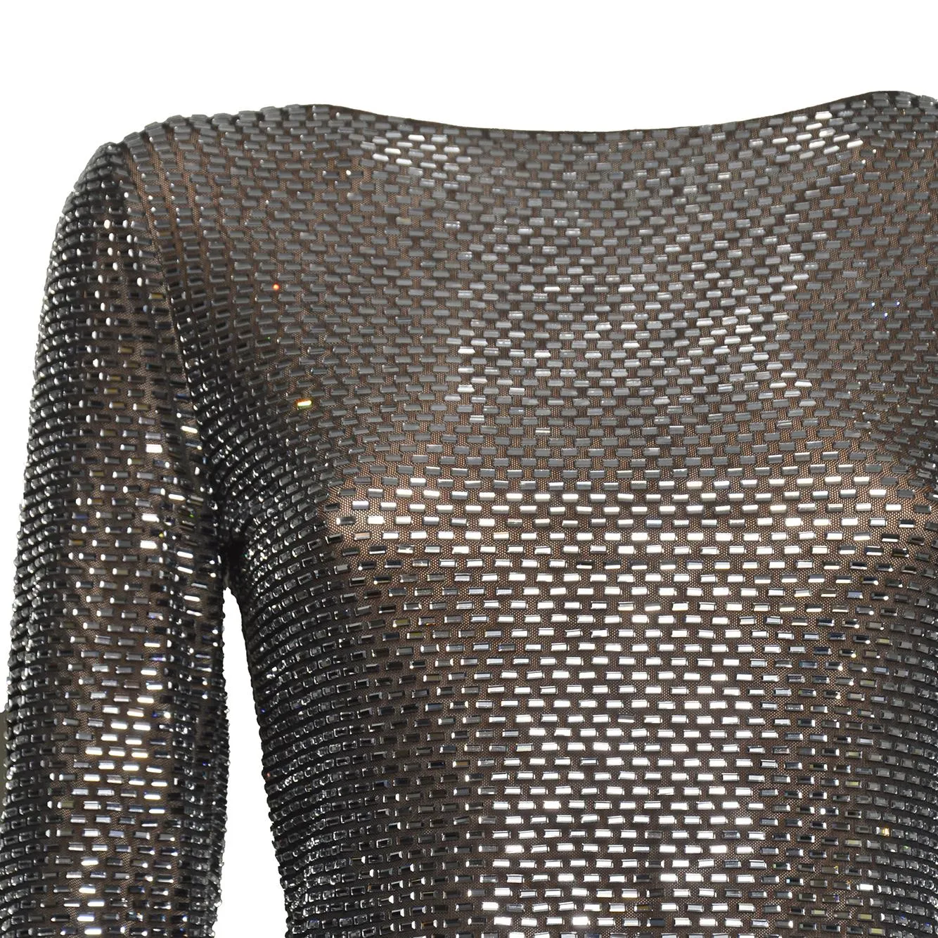Self-Portrait SS26169TB top donna nero strass gunmetal