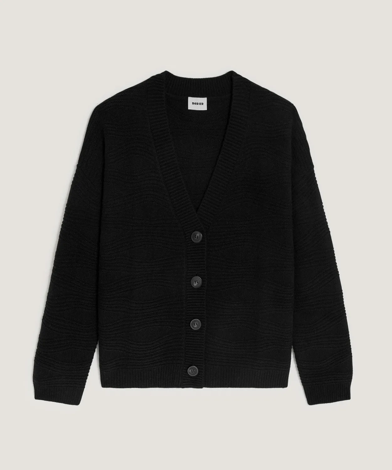 Rodier cardigan cashmere fantasia scollo V nero
