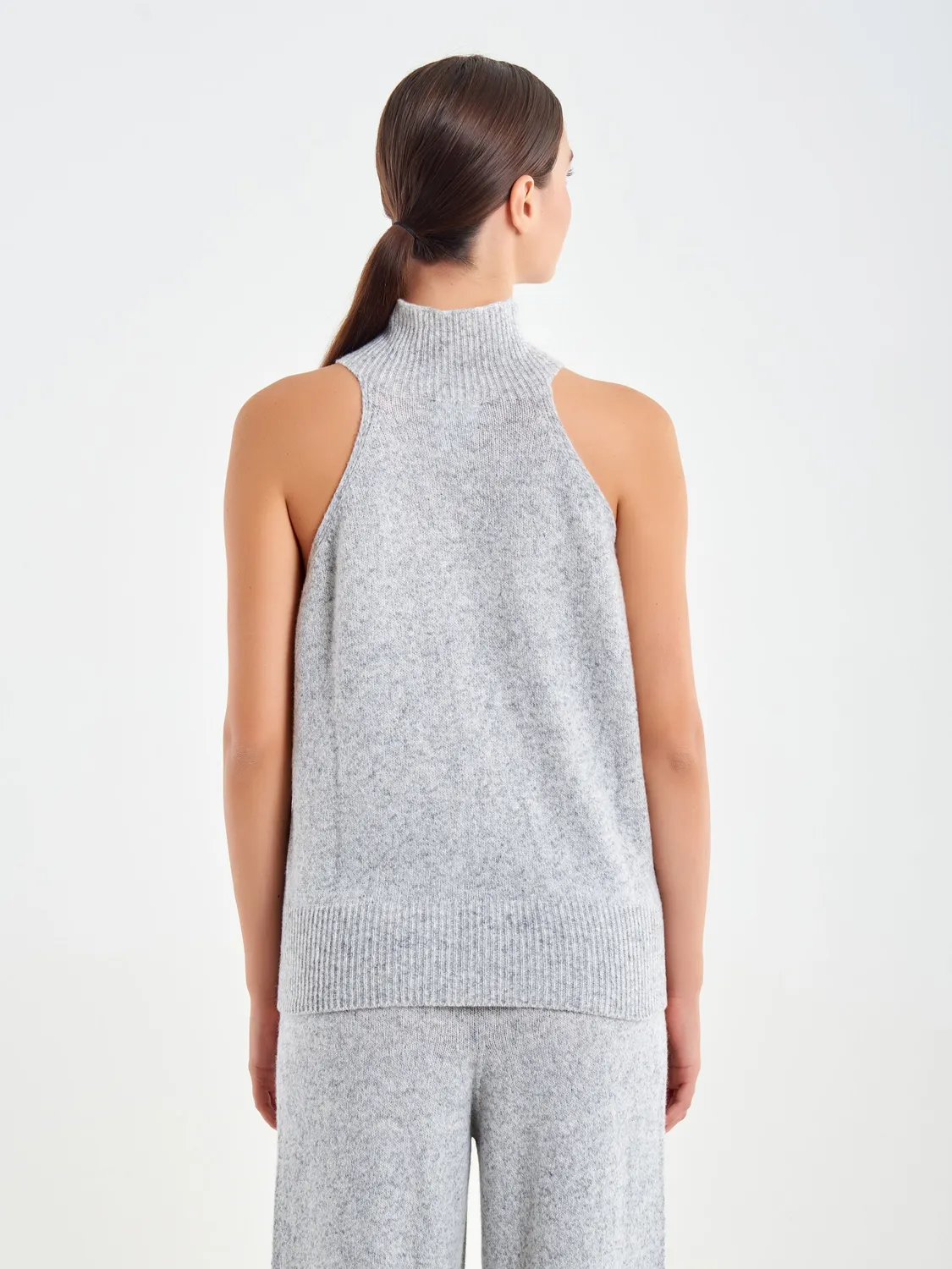 Vicolo Dolcevita Halter smanicato grigio taglia unica lana