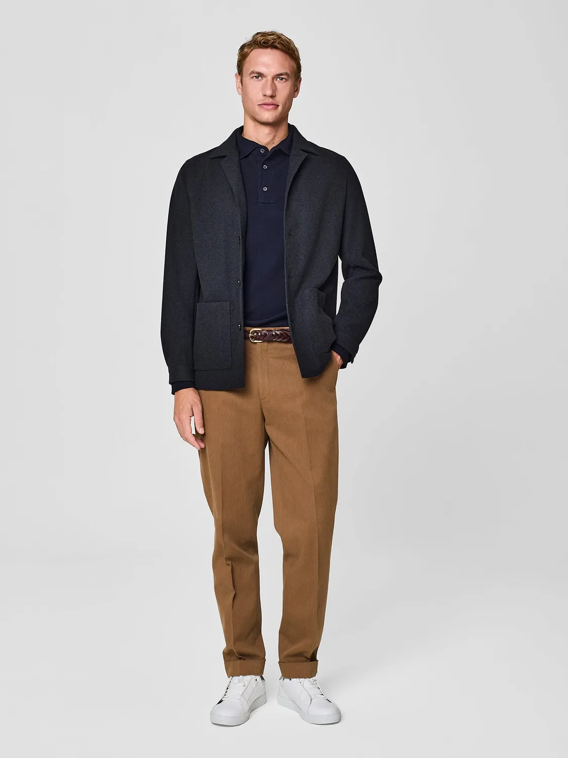Paul Taylor worker jersey spazzolato giacca grigia