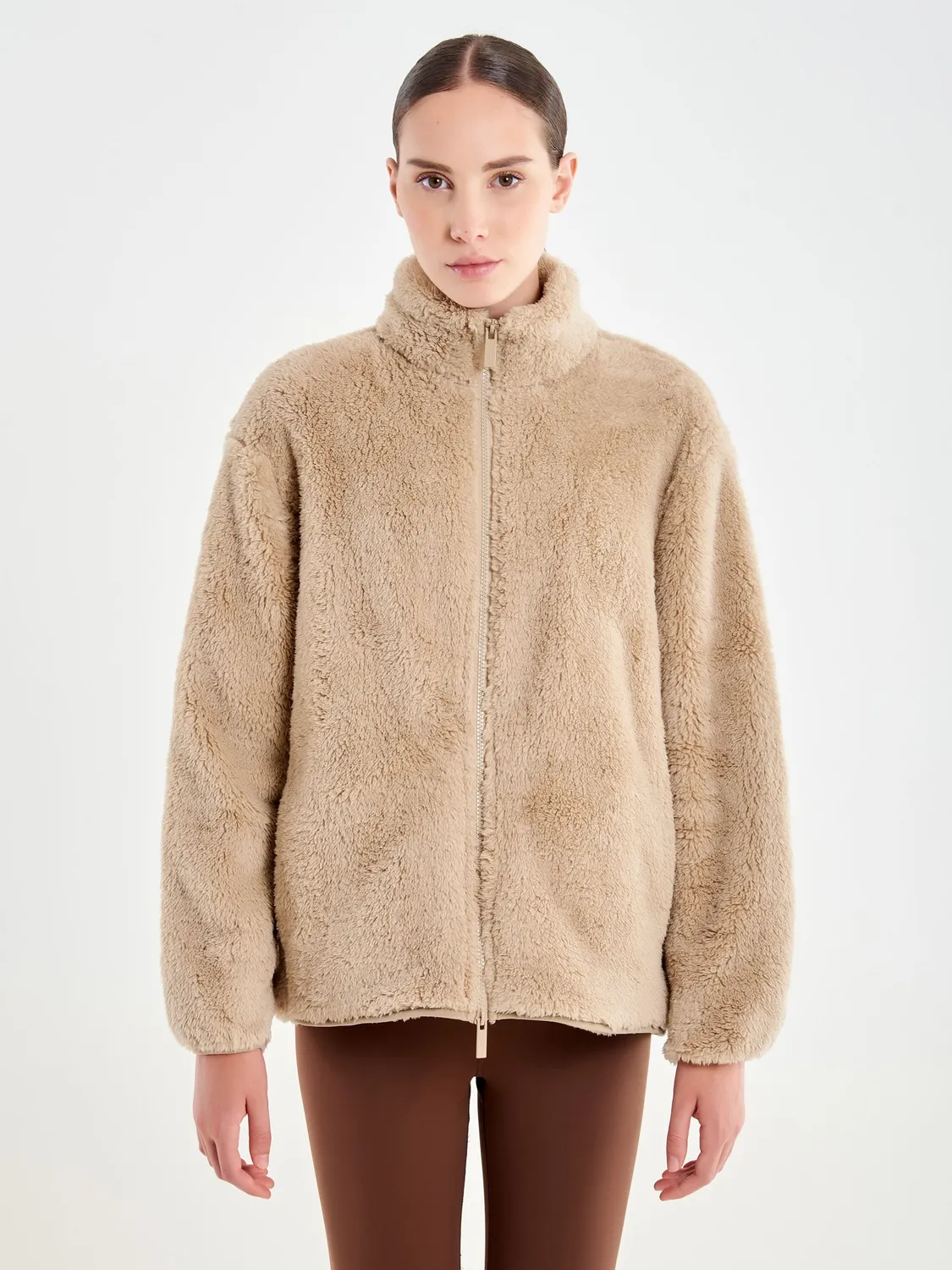Vicolo Teddy Giacca Beige Pile Zip