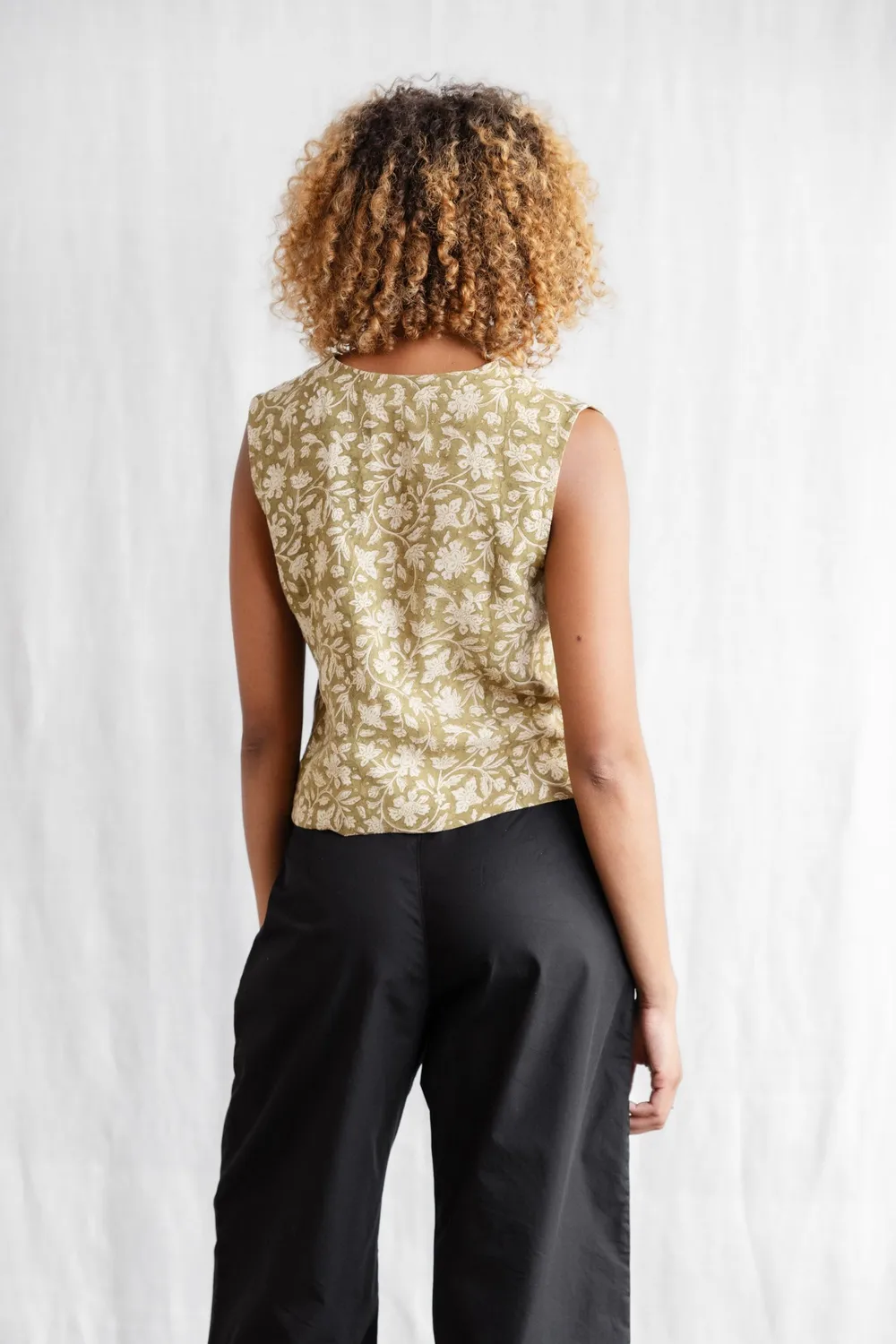 Jyoti Chatania top donna canapa stampa block print