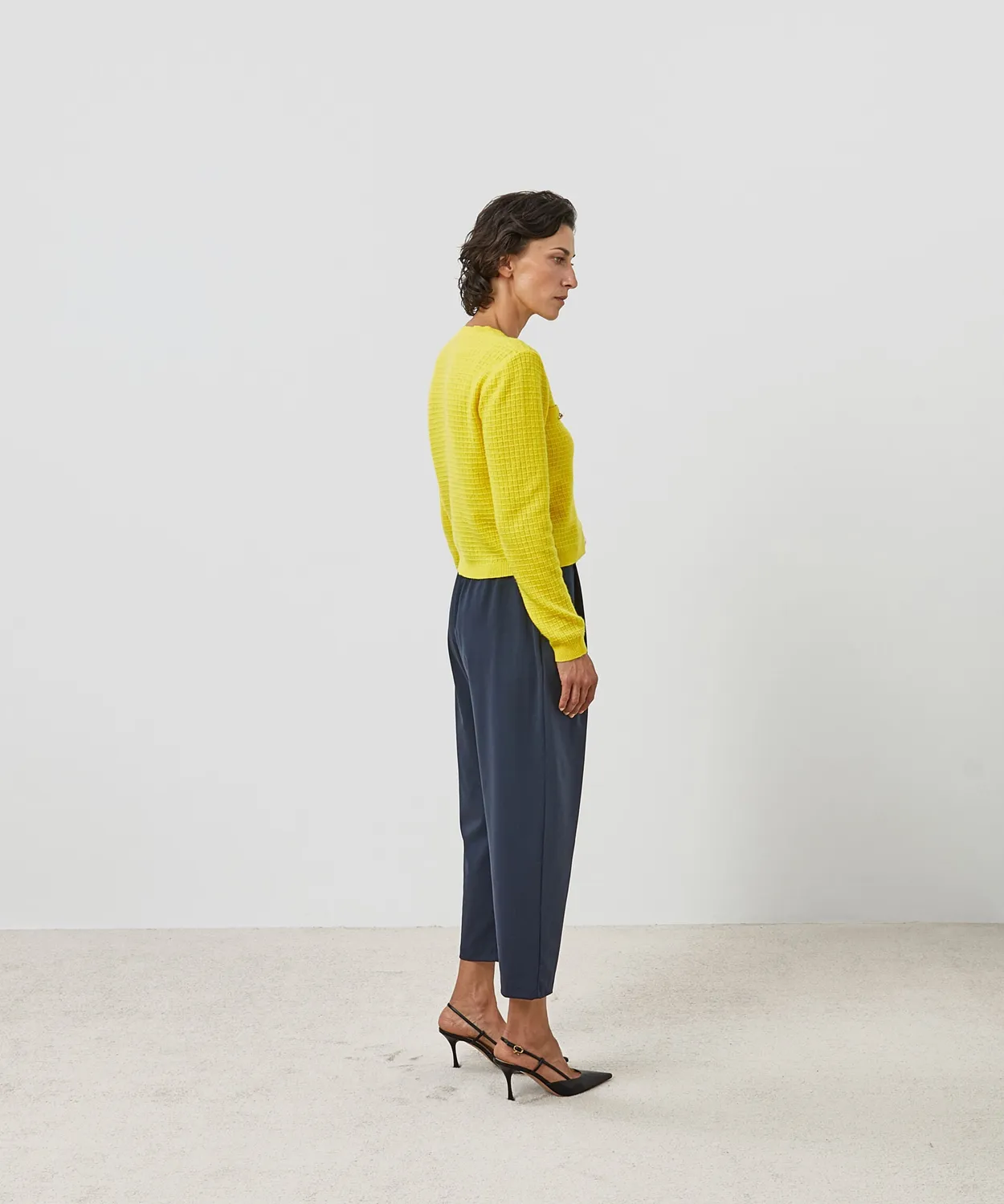Rodier Gilet Corto Cashmere Giallo Cardigan Donna Bottoni