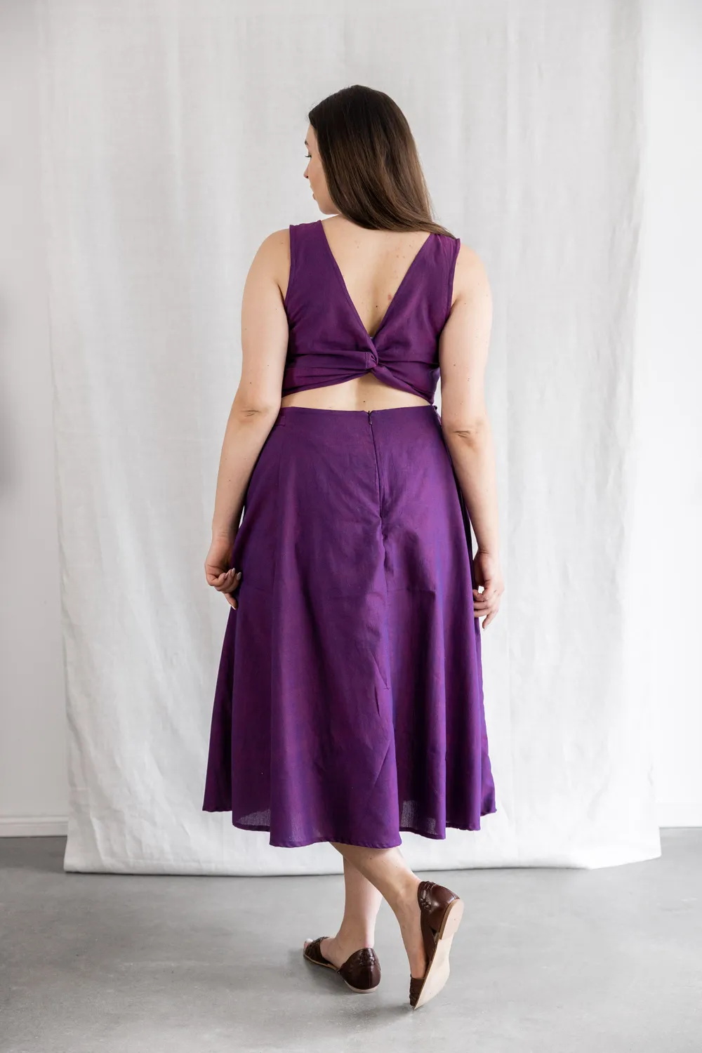 Jyoti Karishmi abito cotone mora midi incrociato tasche laterali