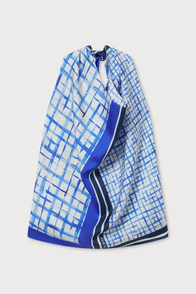 PORTS 1961 Blue Grid camicia blu con sciarpa