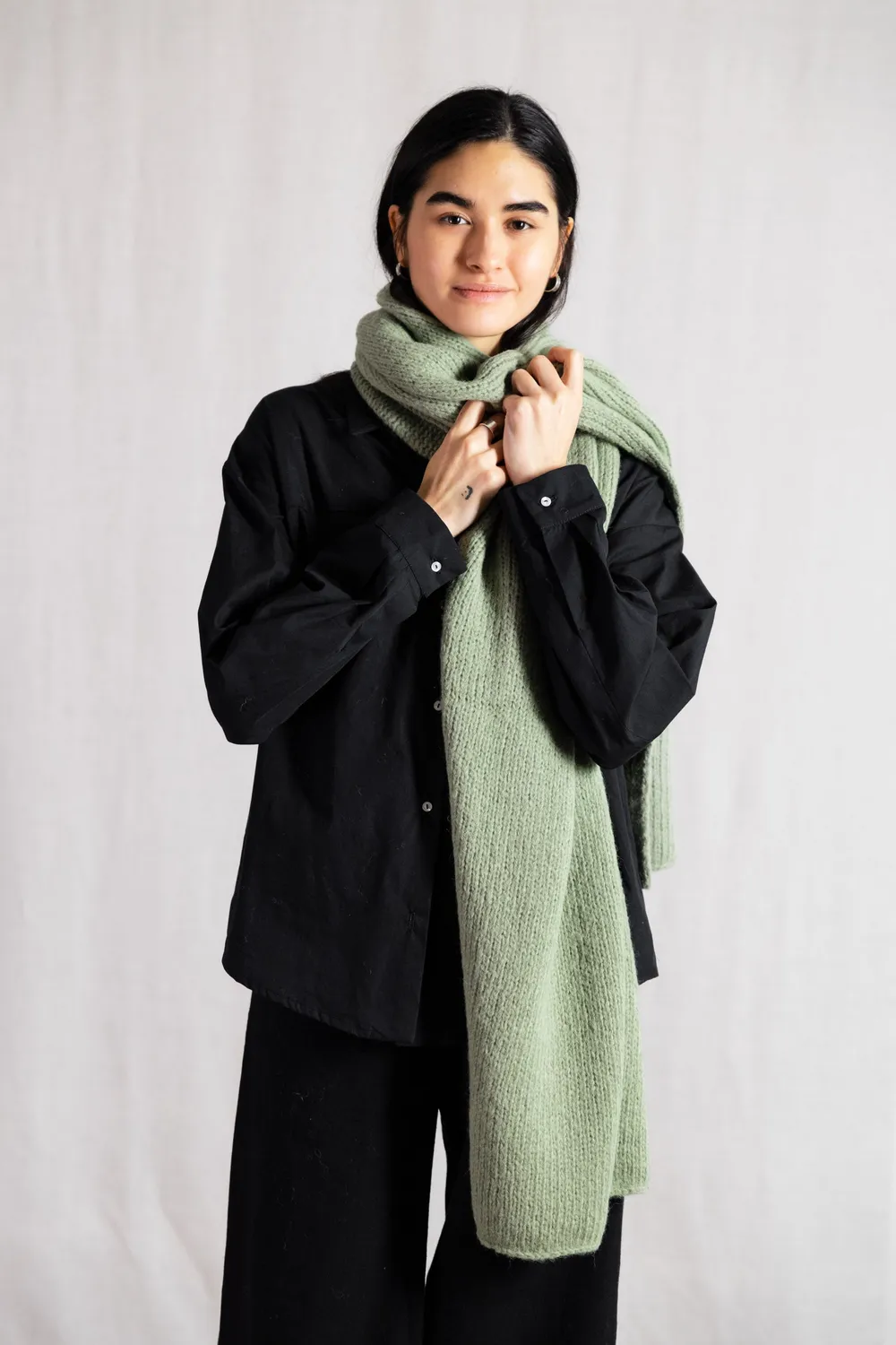 Jyoti Tapabocas Mint sciarpa baby alpaca menta