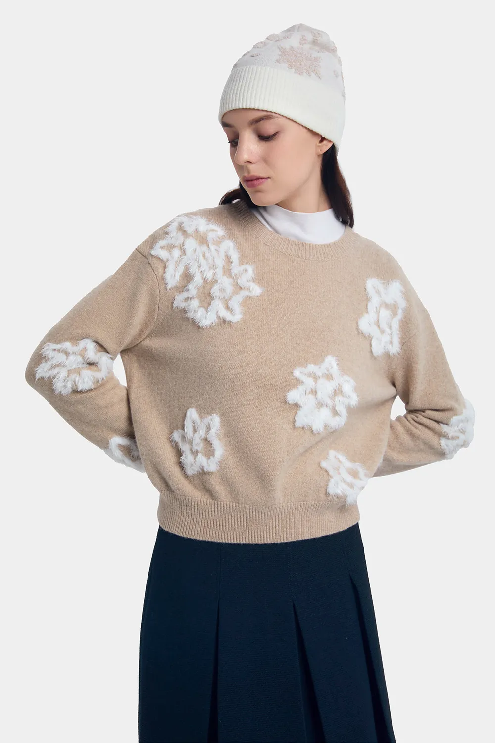 PORTS Alpine Flora Knitwear maglione khaki yak