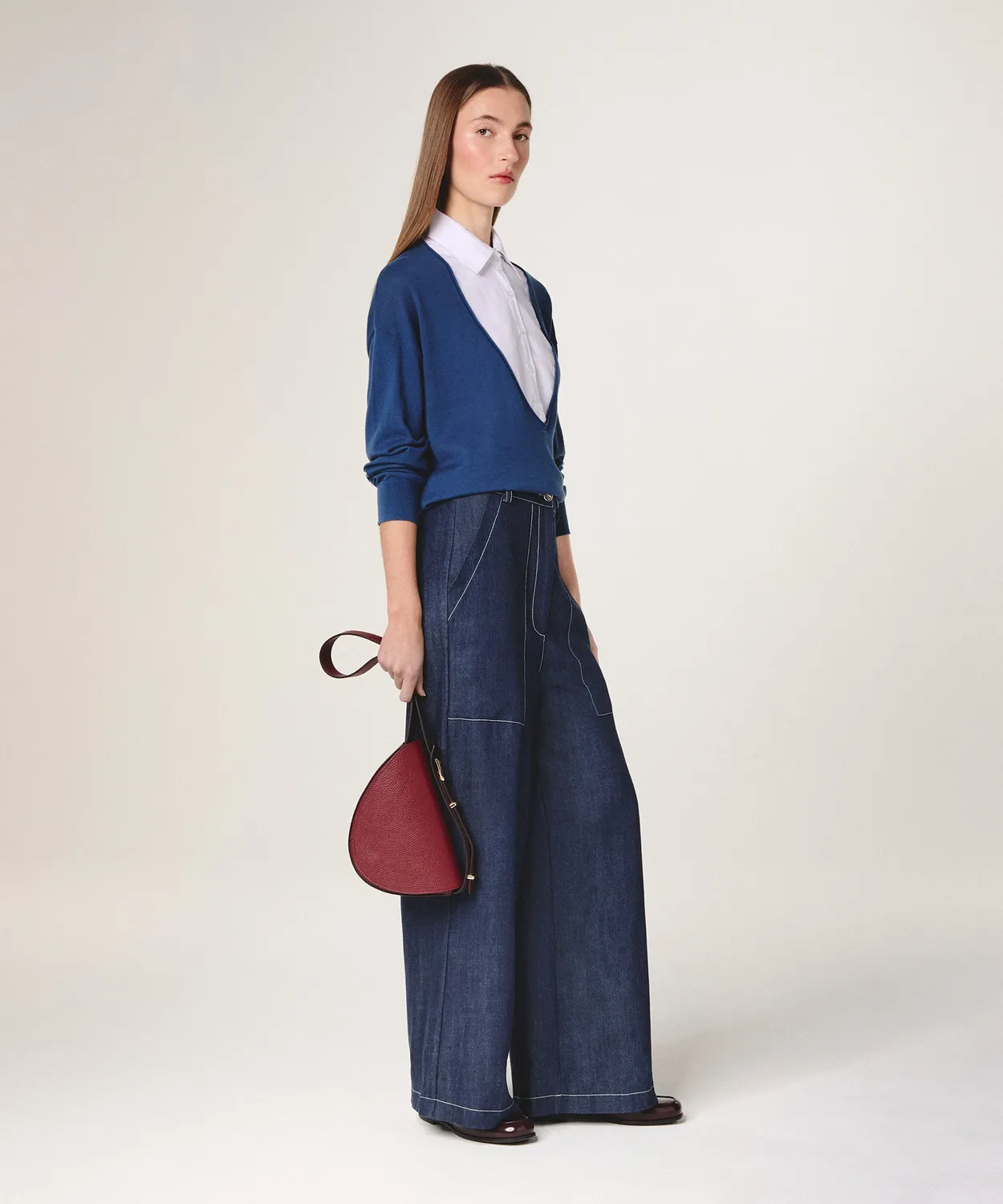 Rodier Borsa Valeria Pelle Tracolla Rosso Bordeaux