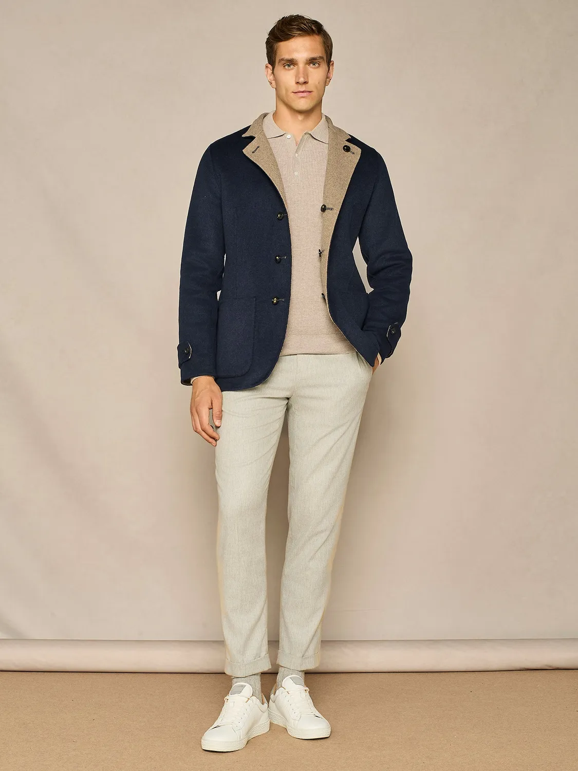 Paul Taylor polo costa inglese taupe misto lana raglan