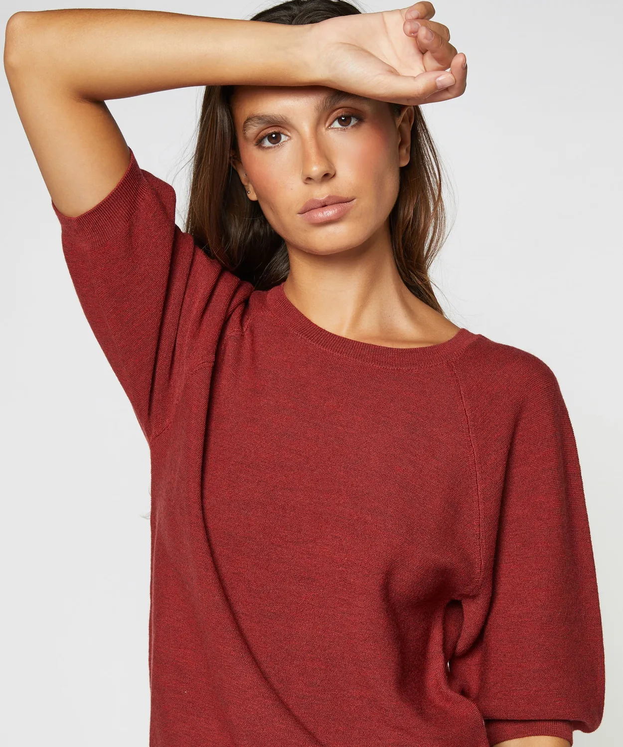 Rodier maglione merino maniche 3/4 rosso scuro