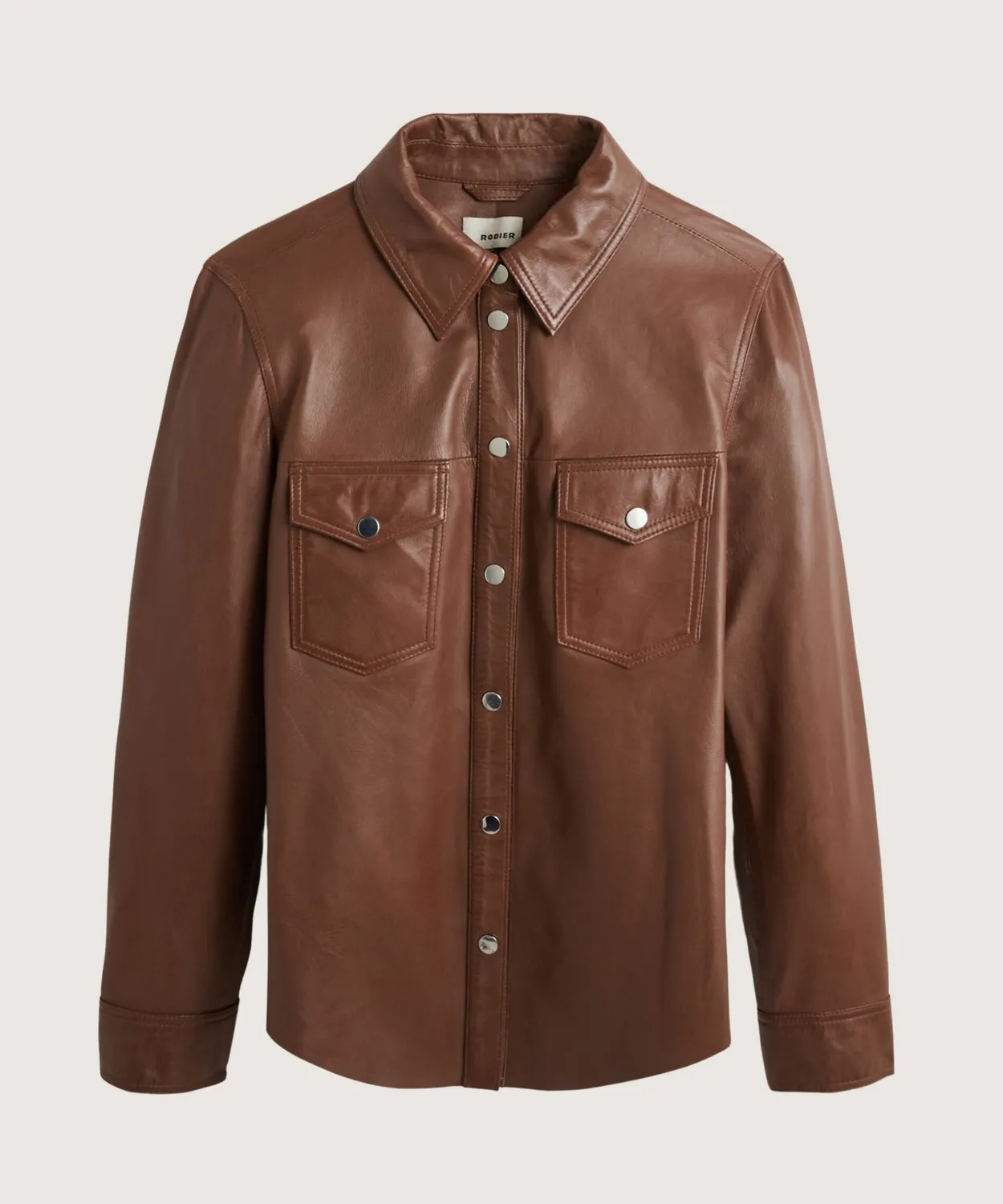 Rodier Camicia pelle marrone agnello taglia 38