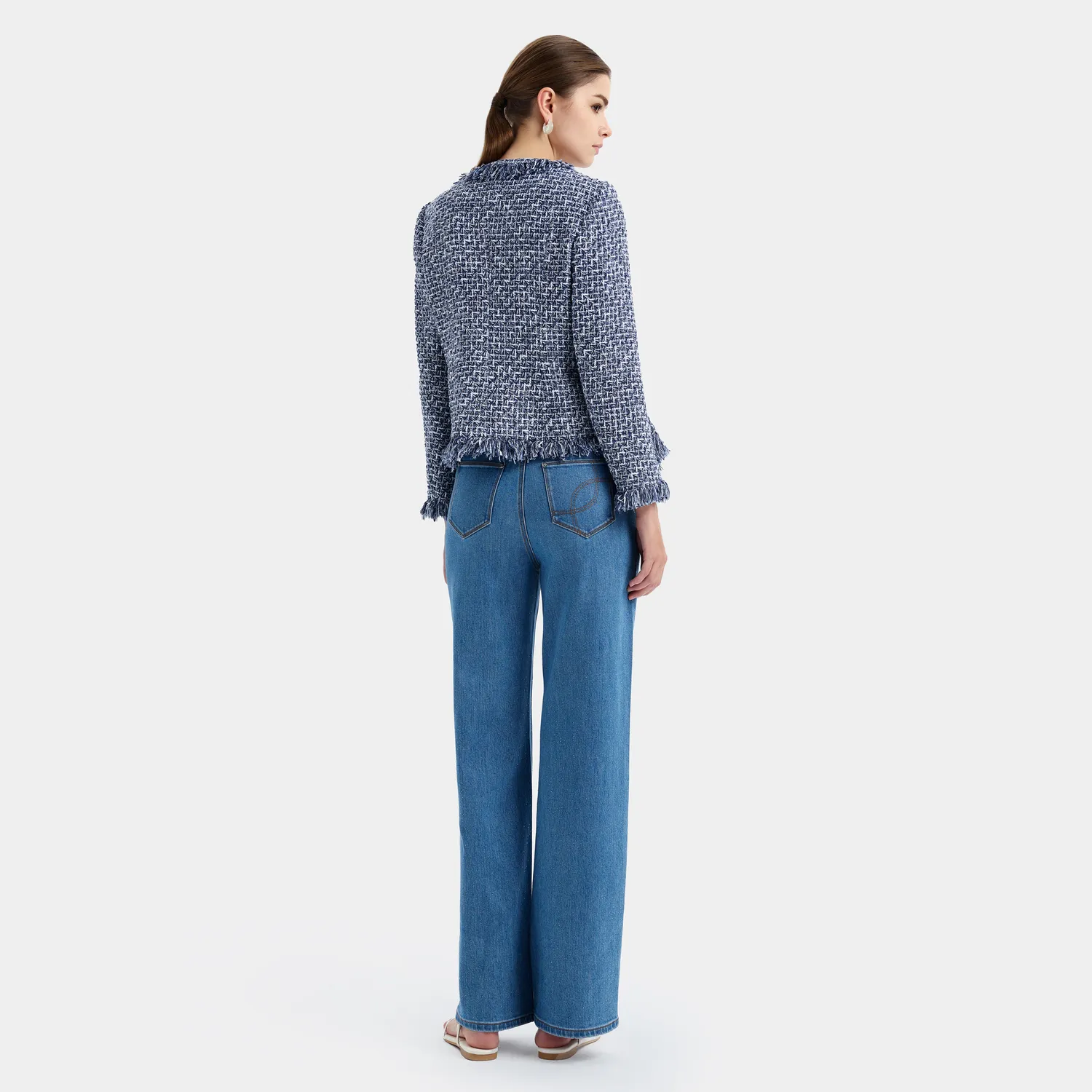 Ports giacca tweed viola femme mix elegante