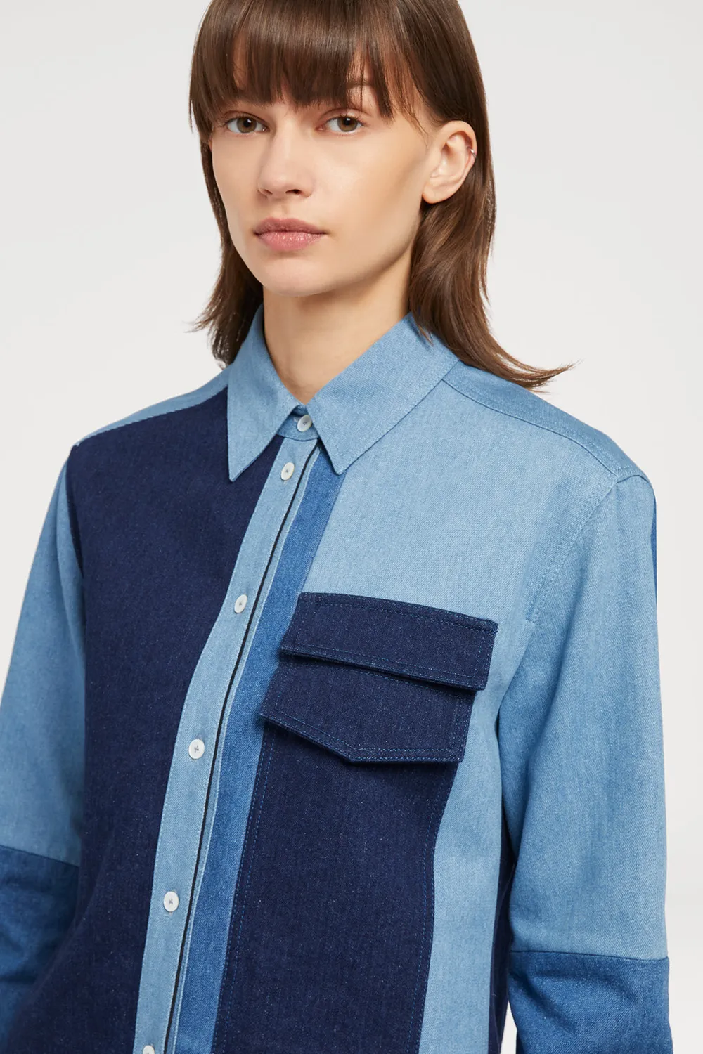 PORTS 1961 PF25 camicia denim blu tre toni