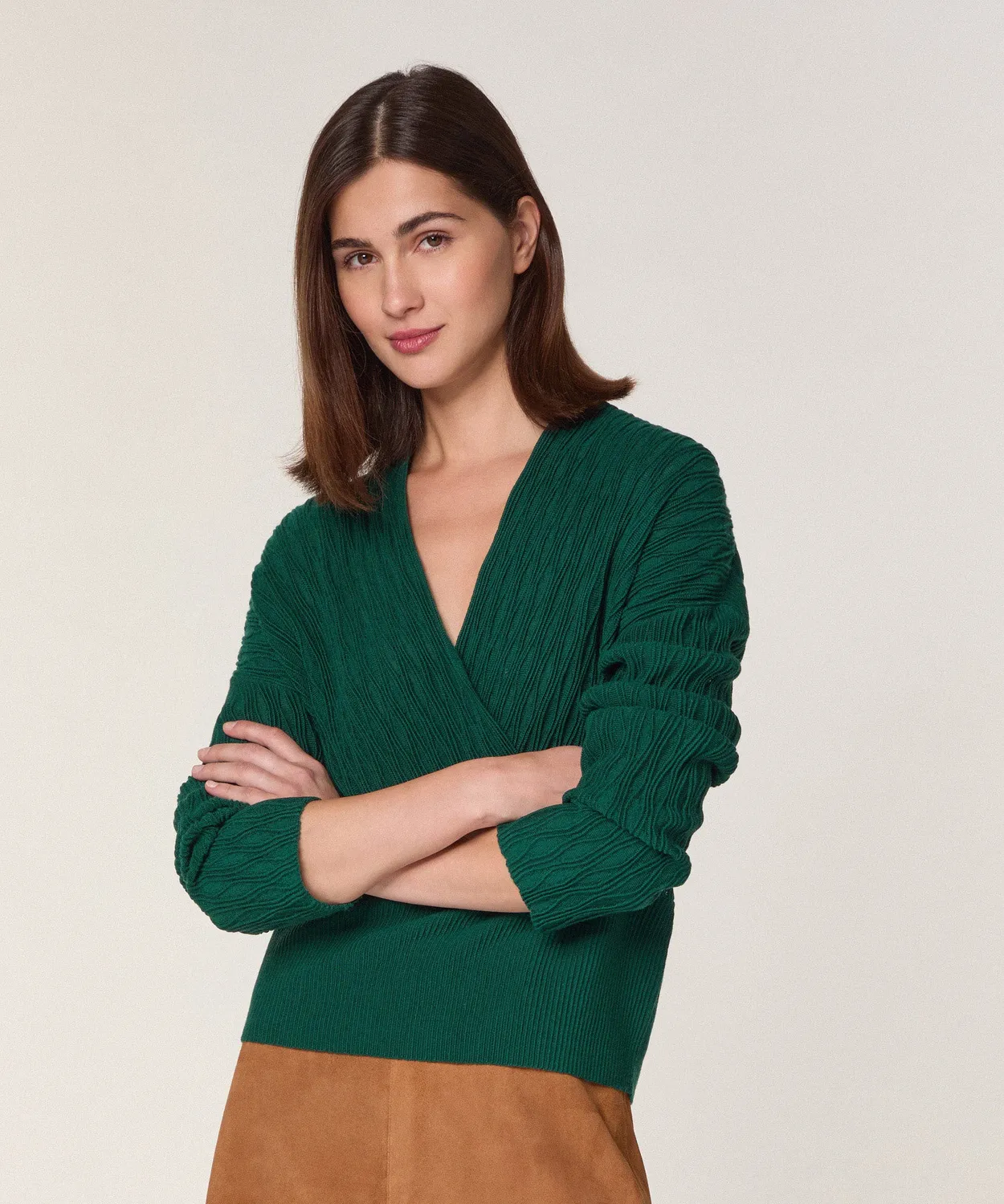 Rodier Maglia avvolgente lana merino verde inglese