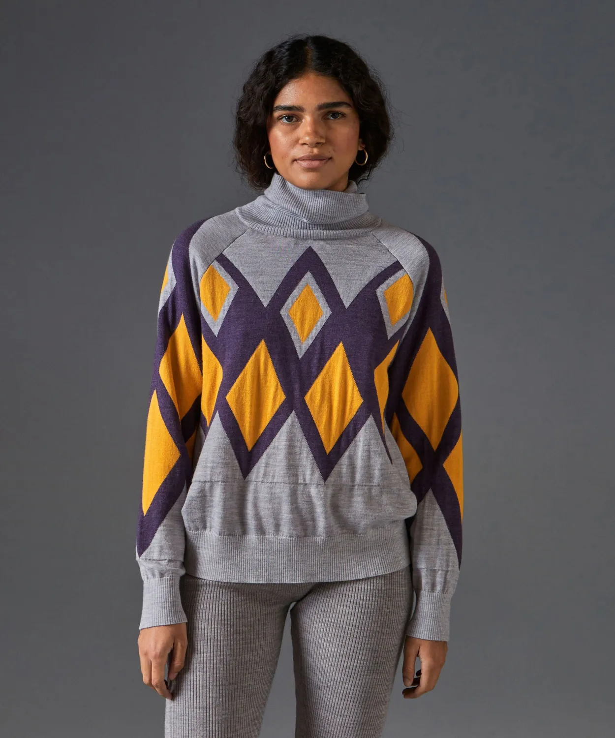 Rodier Dolcevita jacquard merino rombi grigio topo