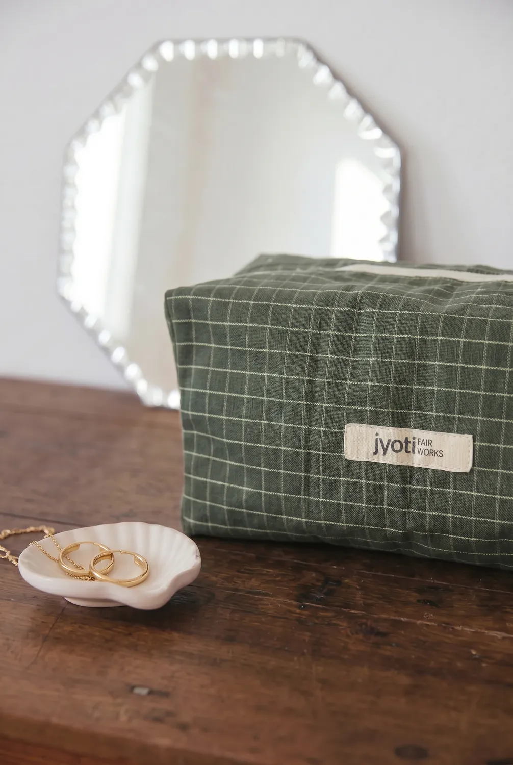 Jyoti Phavvaara trousse cotone verde quadri