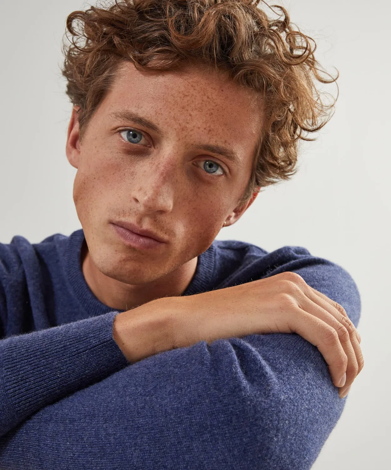 Rodier Maglione Girocollo Uomo Cashmere Blu Denim