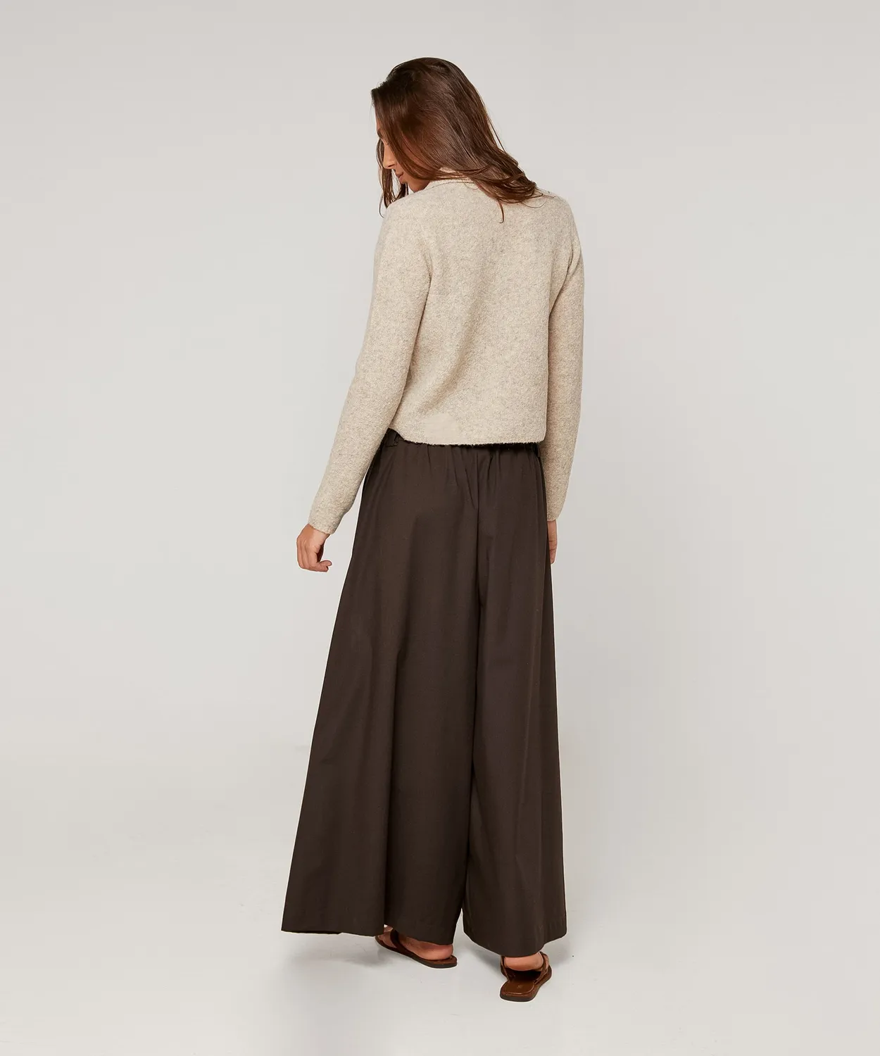 Rodier cardigan corto spalline beige chiné lana mista