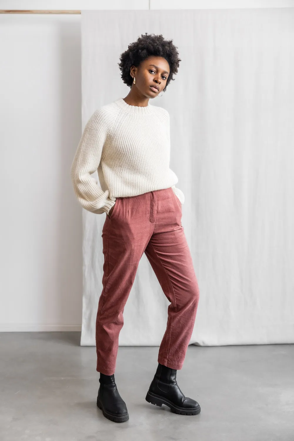 Jyoti Suhrut pantaloni velluto rosa antico