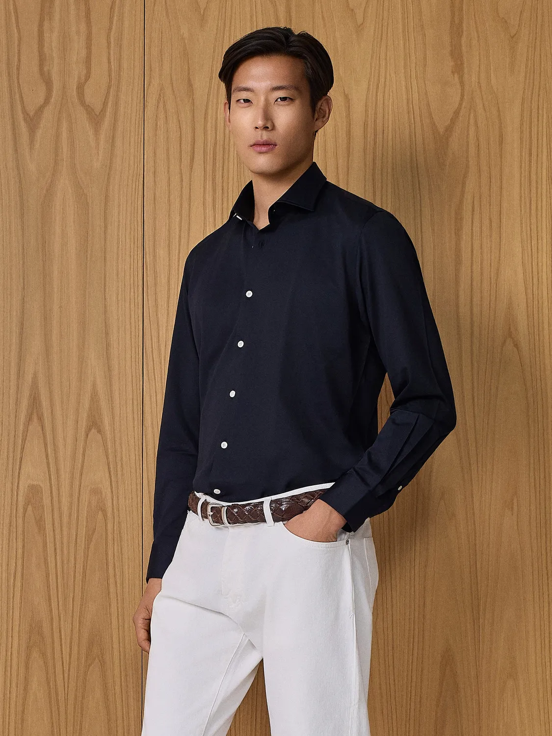 Paul Taylor camicia tecnica blu regular fit no iron
