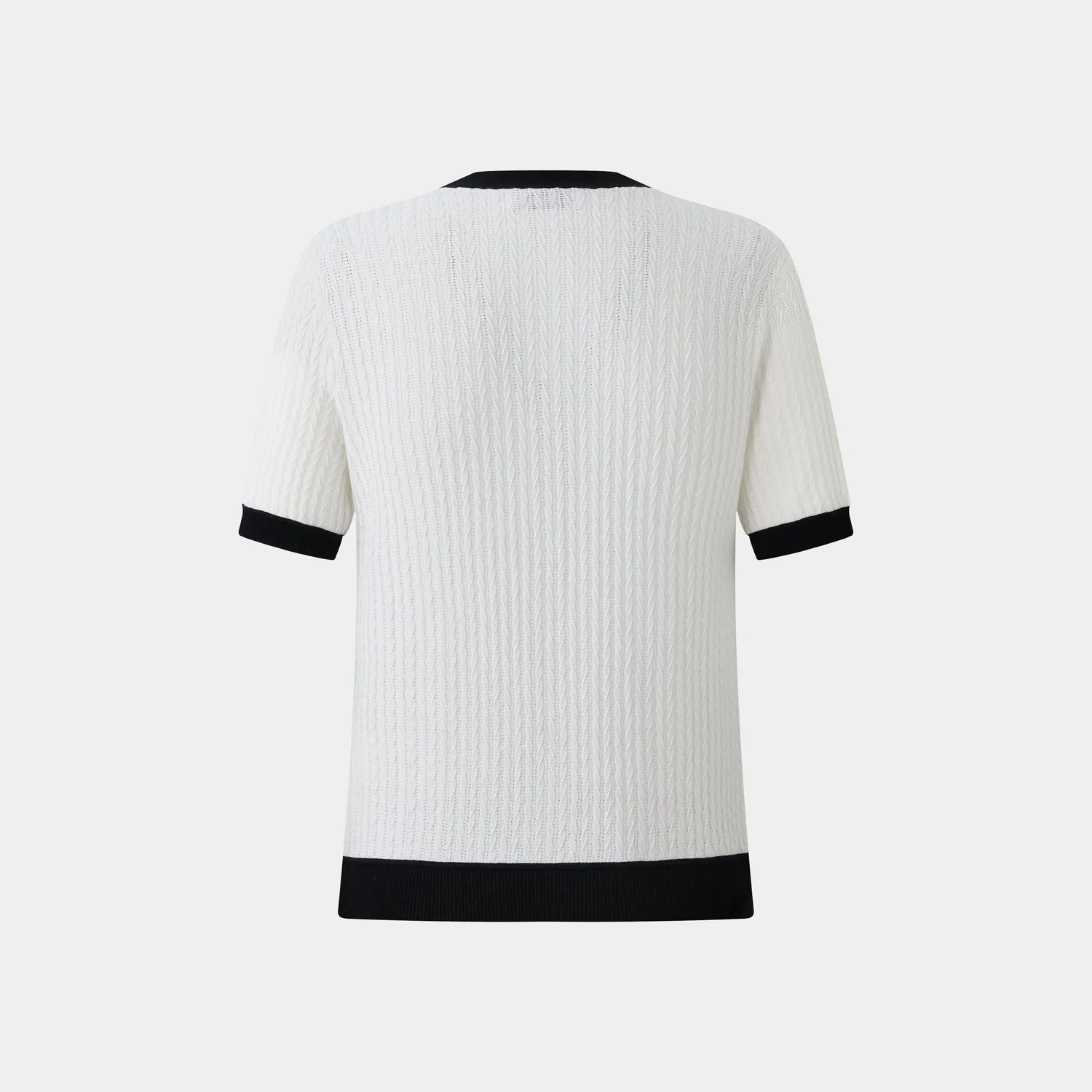 PORTS Contrast Trim top knit crema scollo V