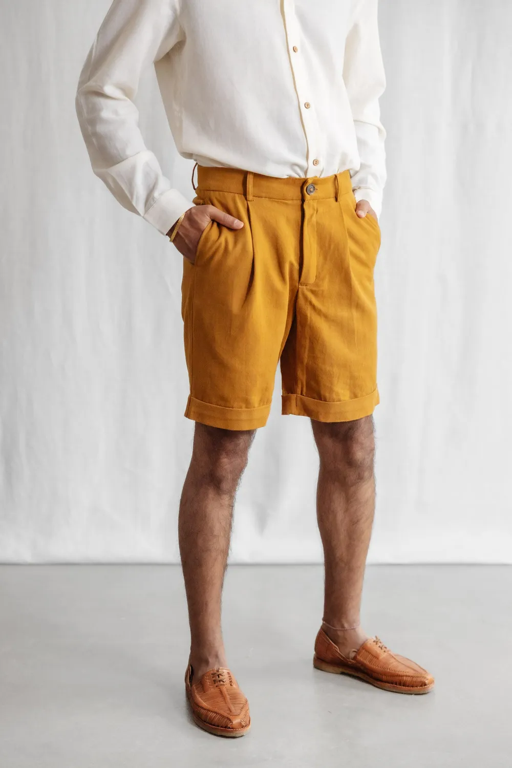 Jyoti Neem shorts uomo cotone curry
