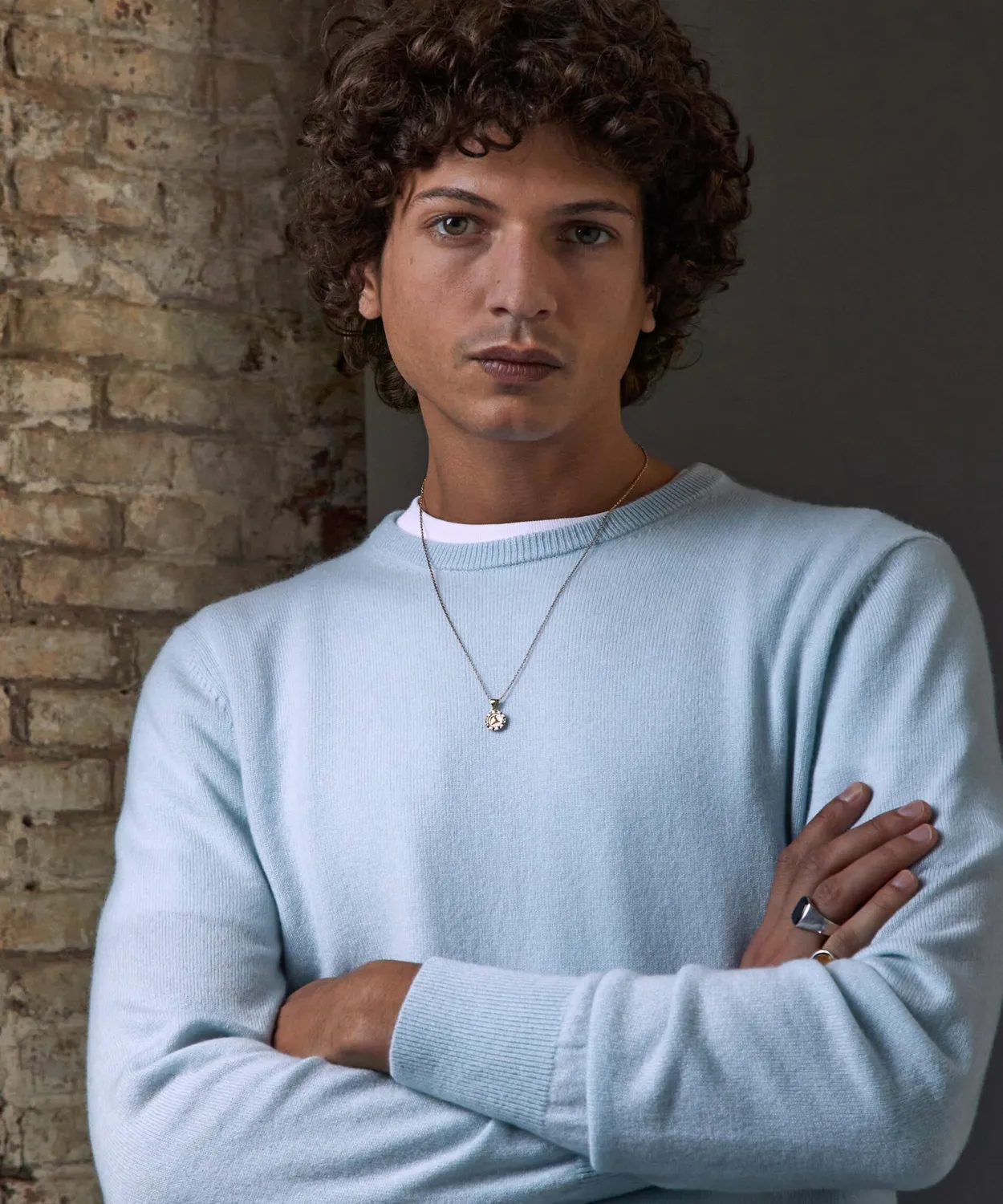 Rodier Maglione Girocollo Uomo Cashmere 2 Fili Celeste