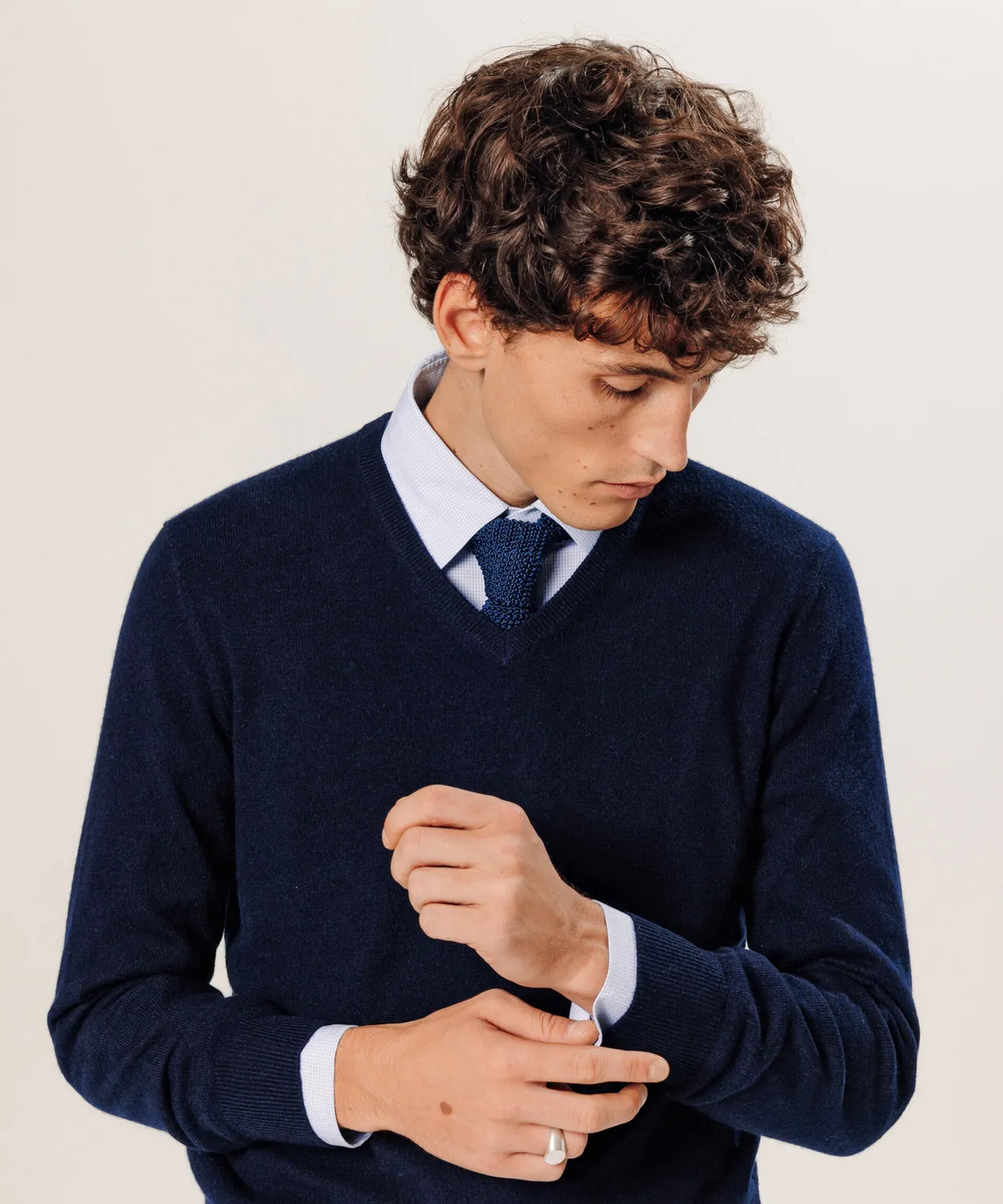 Rodier Maglione Cashmere Uomo Blu Notte Scollo V
