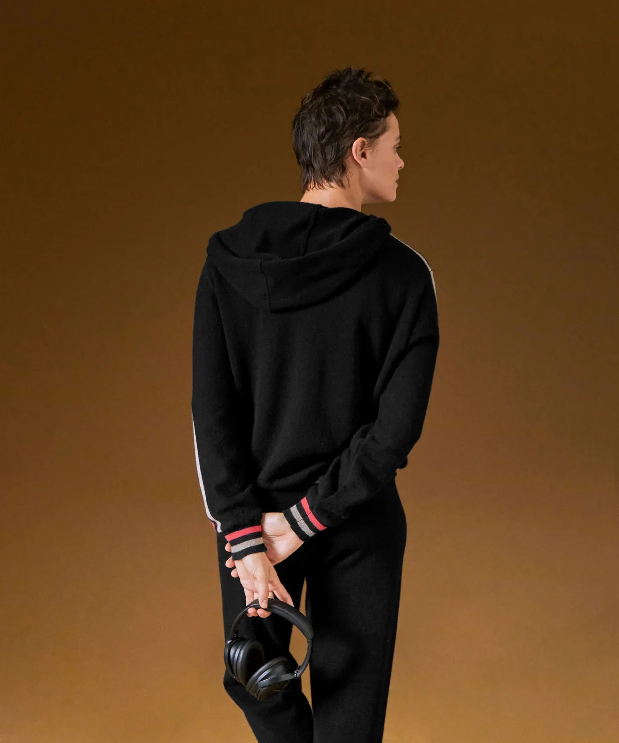 Rodier Maglione con Cappuccio in Cashmere Nero 100%