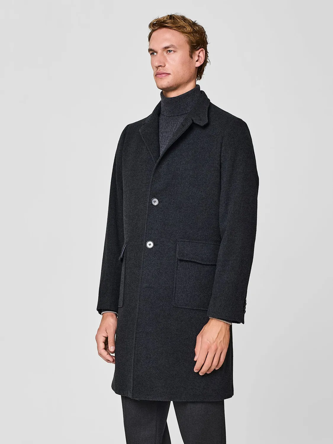 Paul Taylor cappotto lana grigio scuro collo dritto