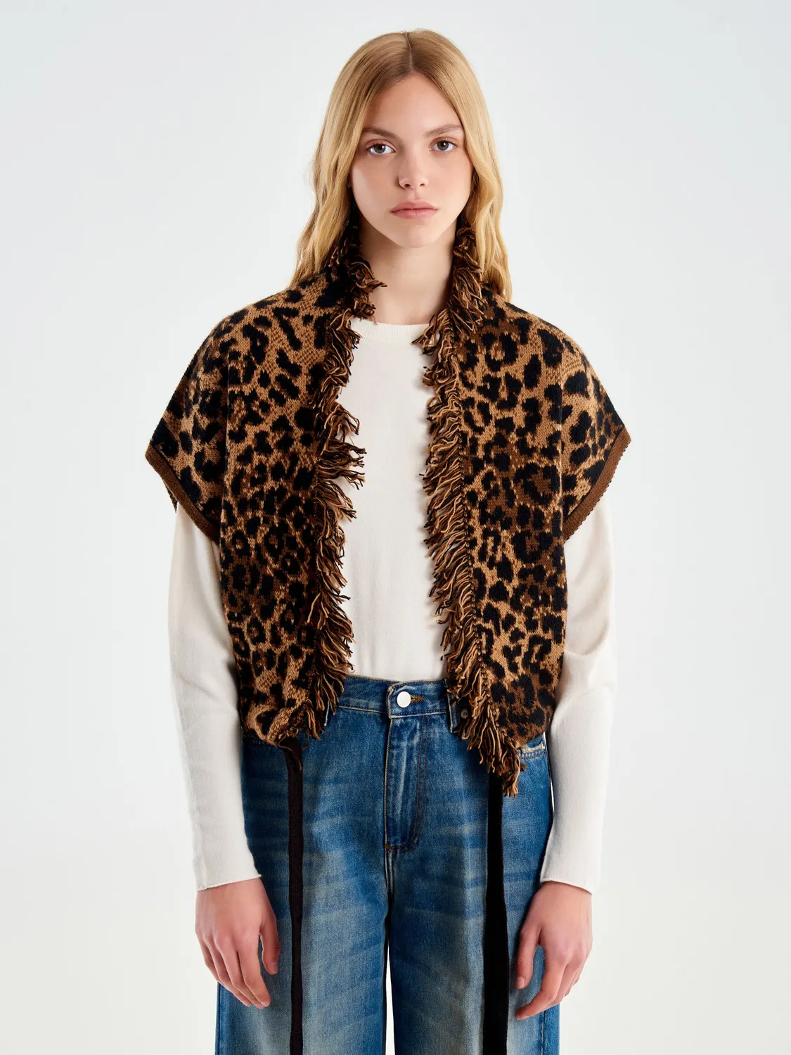 Vicolo Gilet Leopardato in Maglia Unica