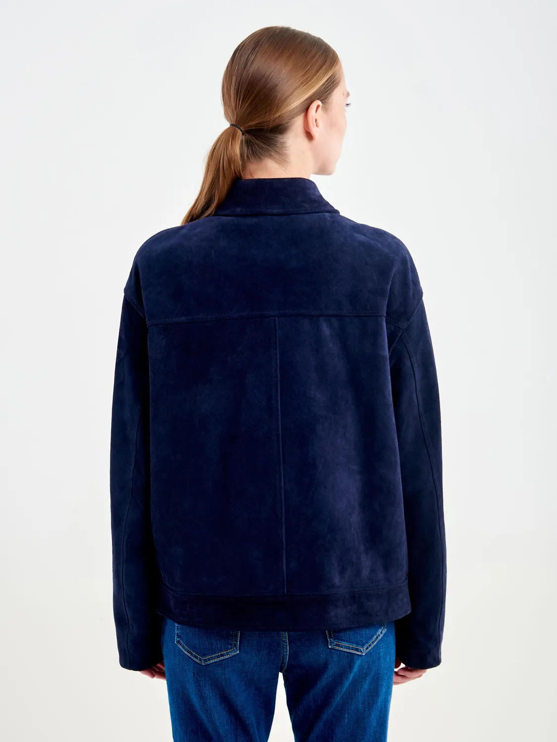Vicolo Chiodo Pelle Scamosciata Blu Vera Pelle