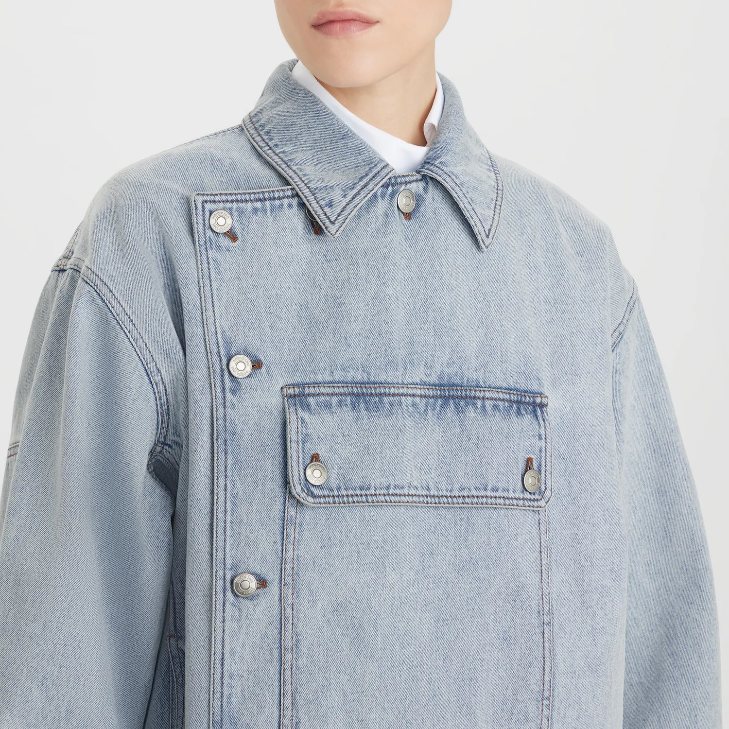 Ports giacca denim lavaggio chiaro oversize