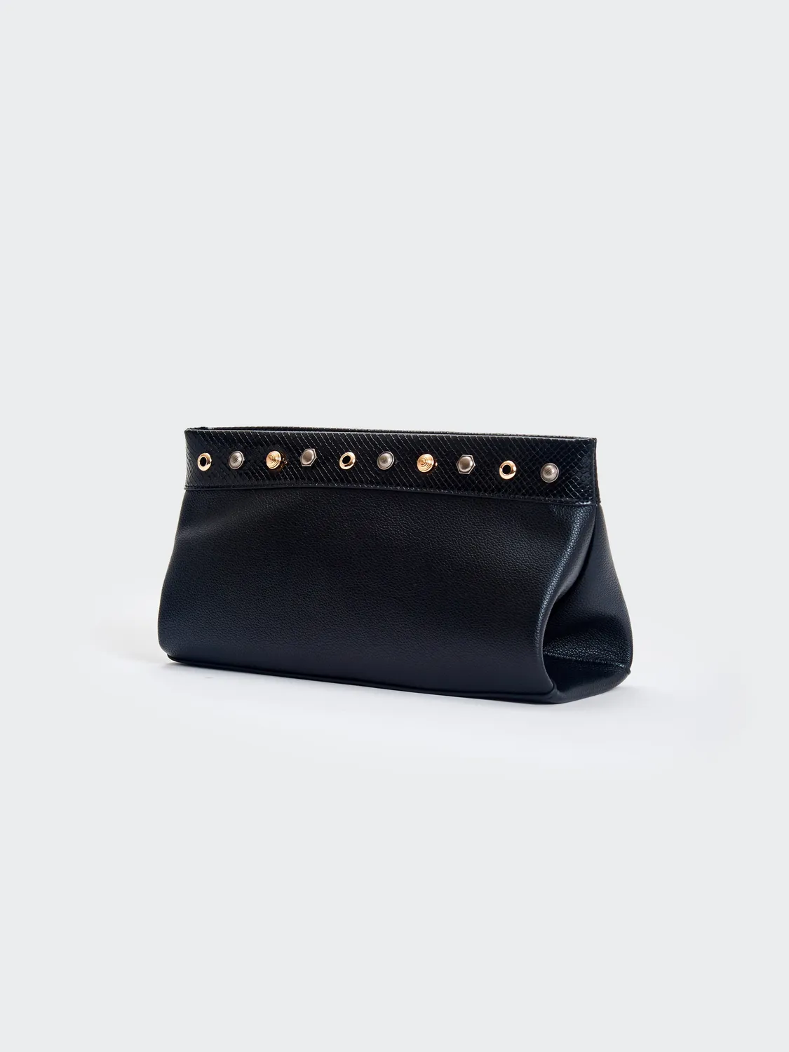 Vicolo Rebel clutch ecopelle nera pitonata