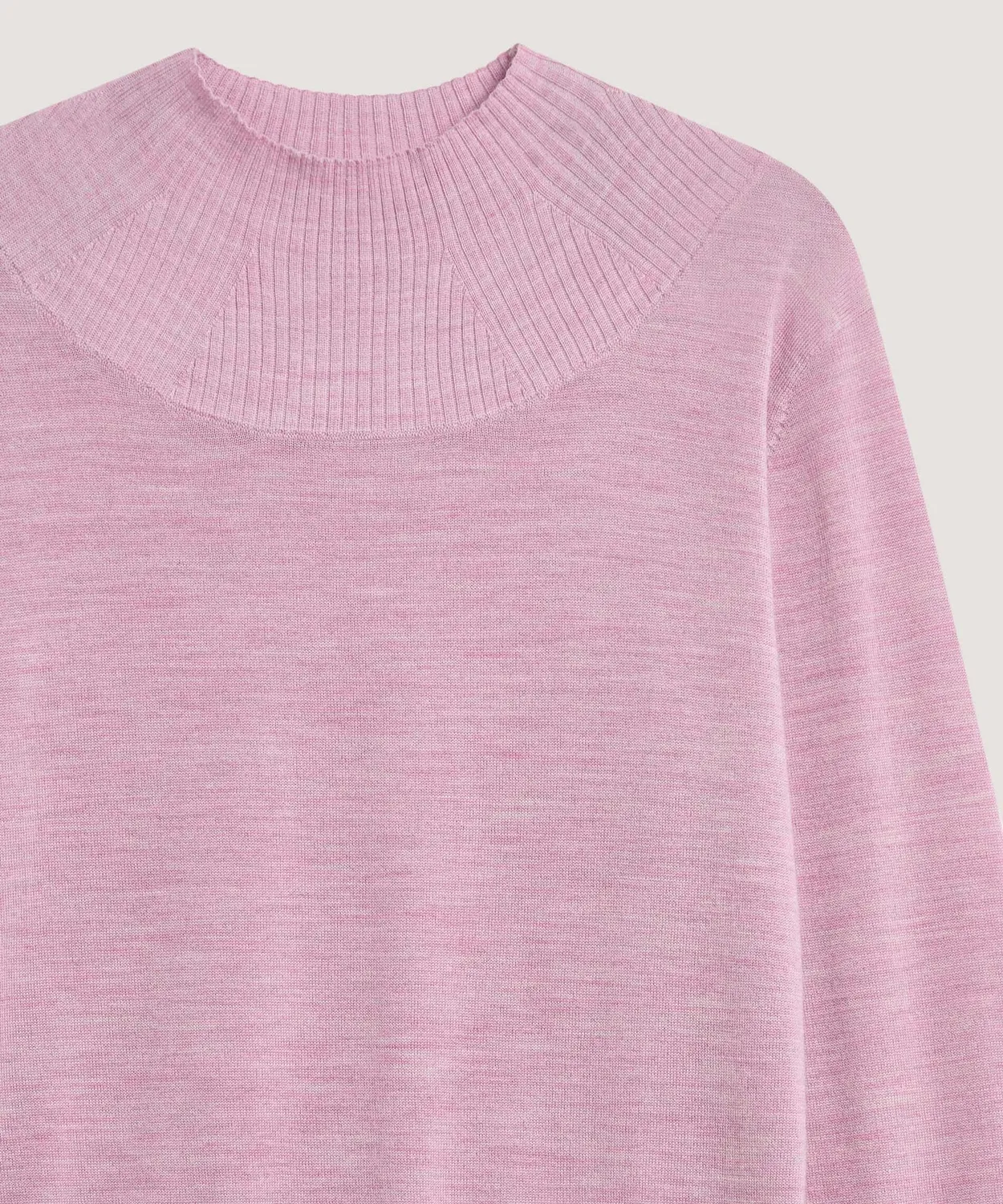 Rodier maglione collo alto lana merino rosa confetto maglia fine