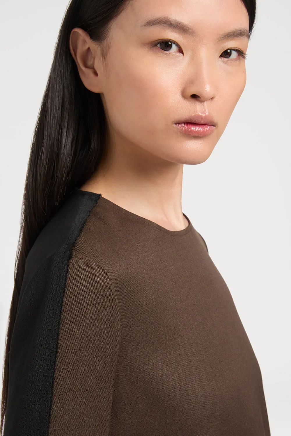 PORTS 1961 Brown top lana marrone manica lunga