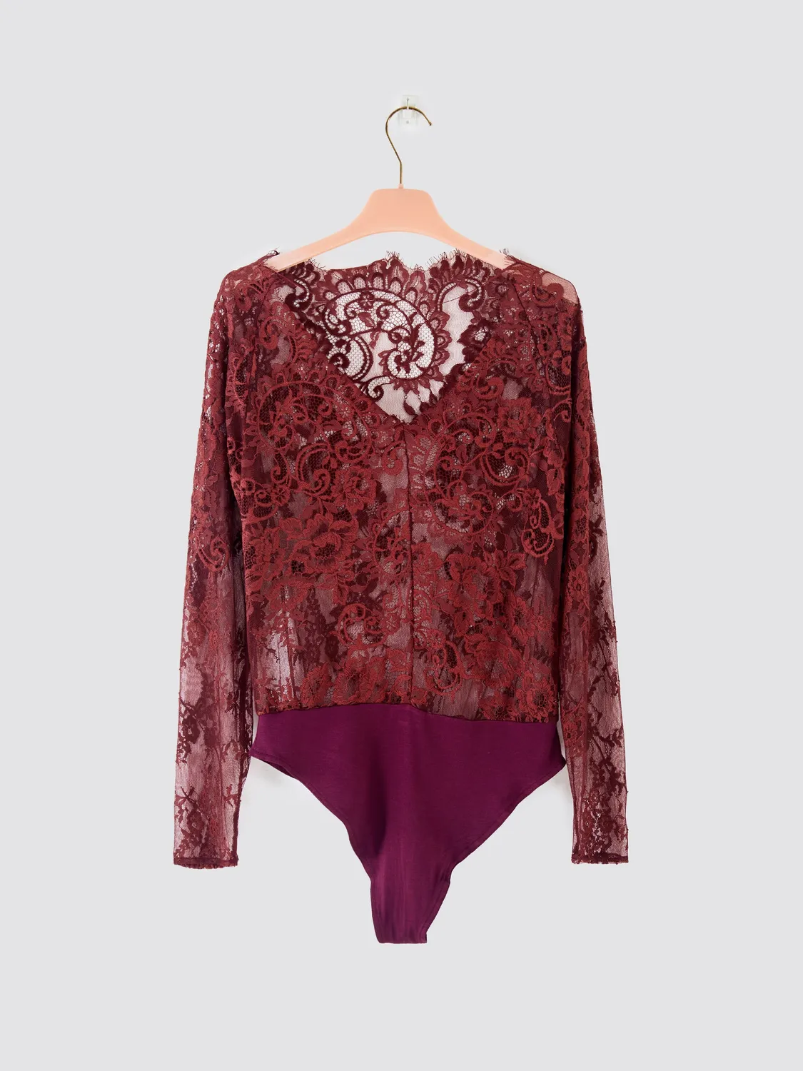 Vicolo body in pizzo bordeaux maniche lunghe