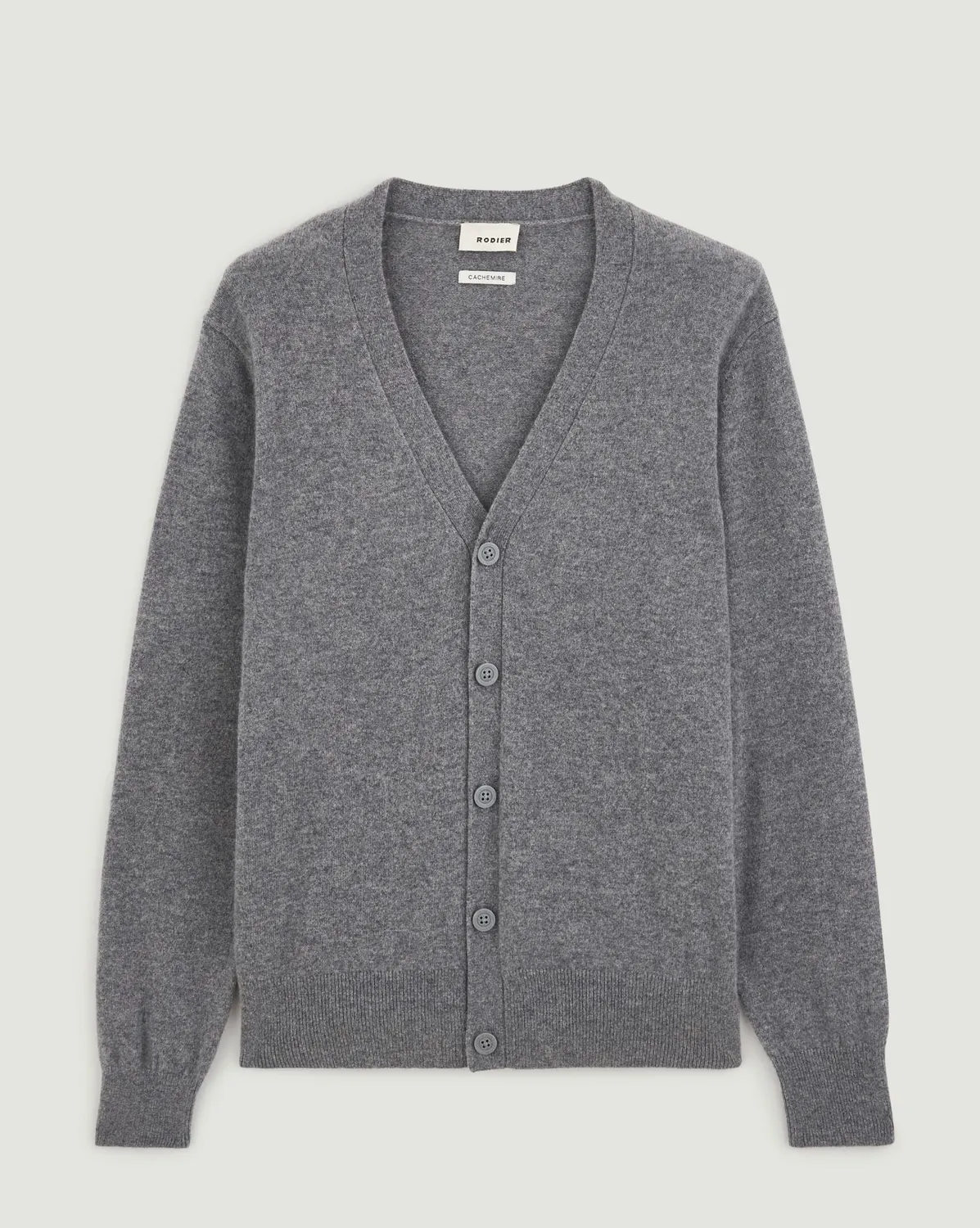 Rodier cardigan cashmere 2 capi scollo V grigio medio