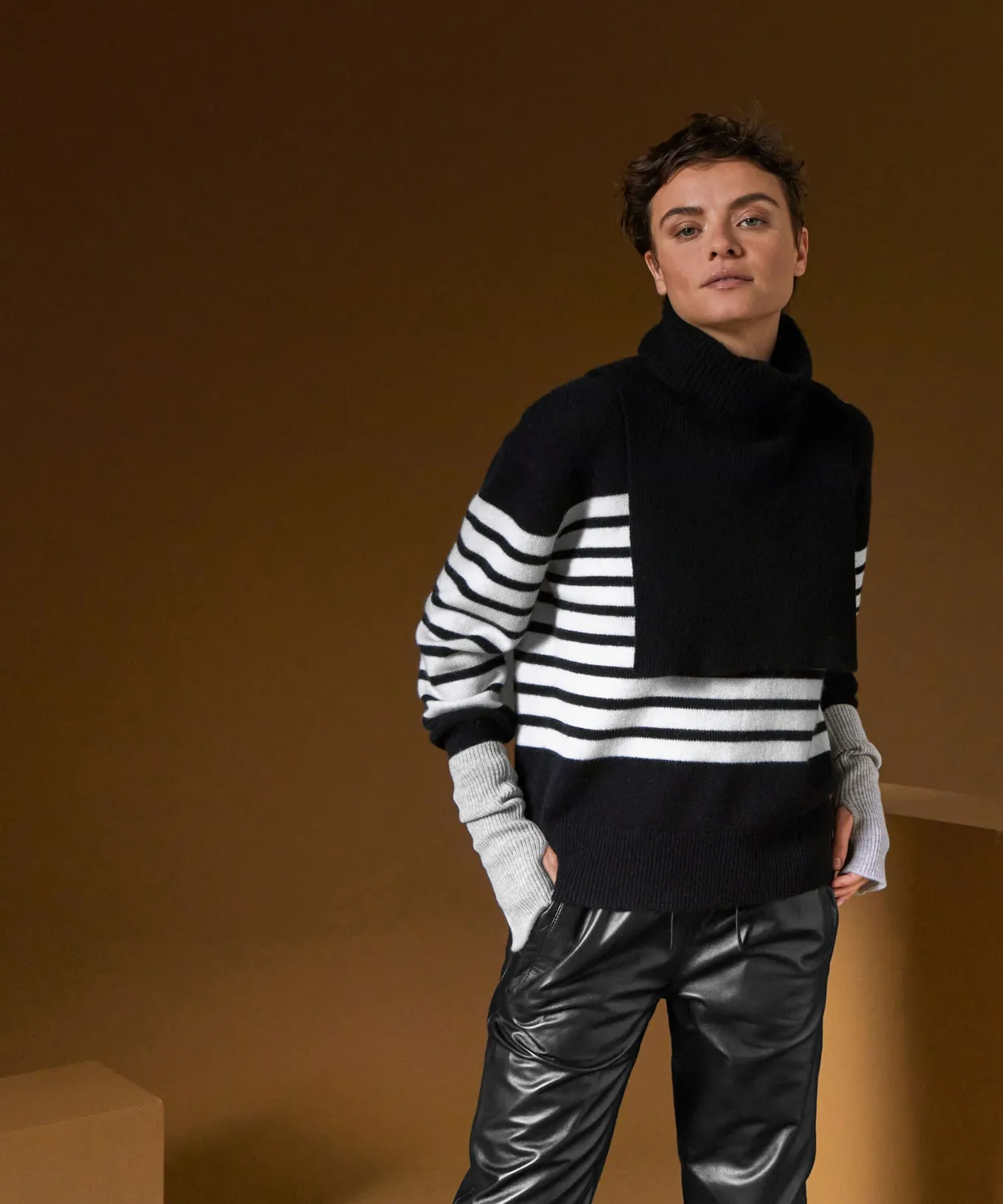 Rodier Maglione Marinaio Cashmere Nero a Righe