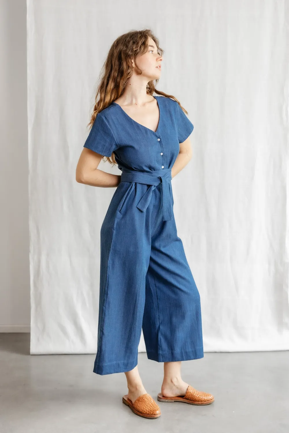 Jyoti Amrita tuta denim cotone bio blu indaco
