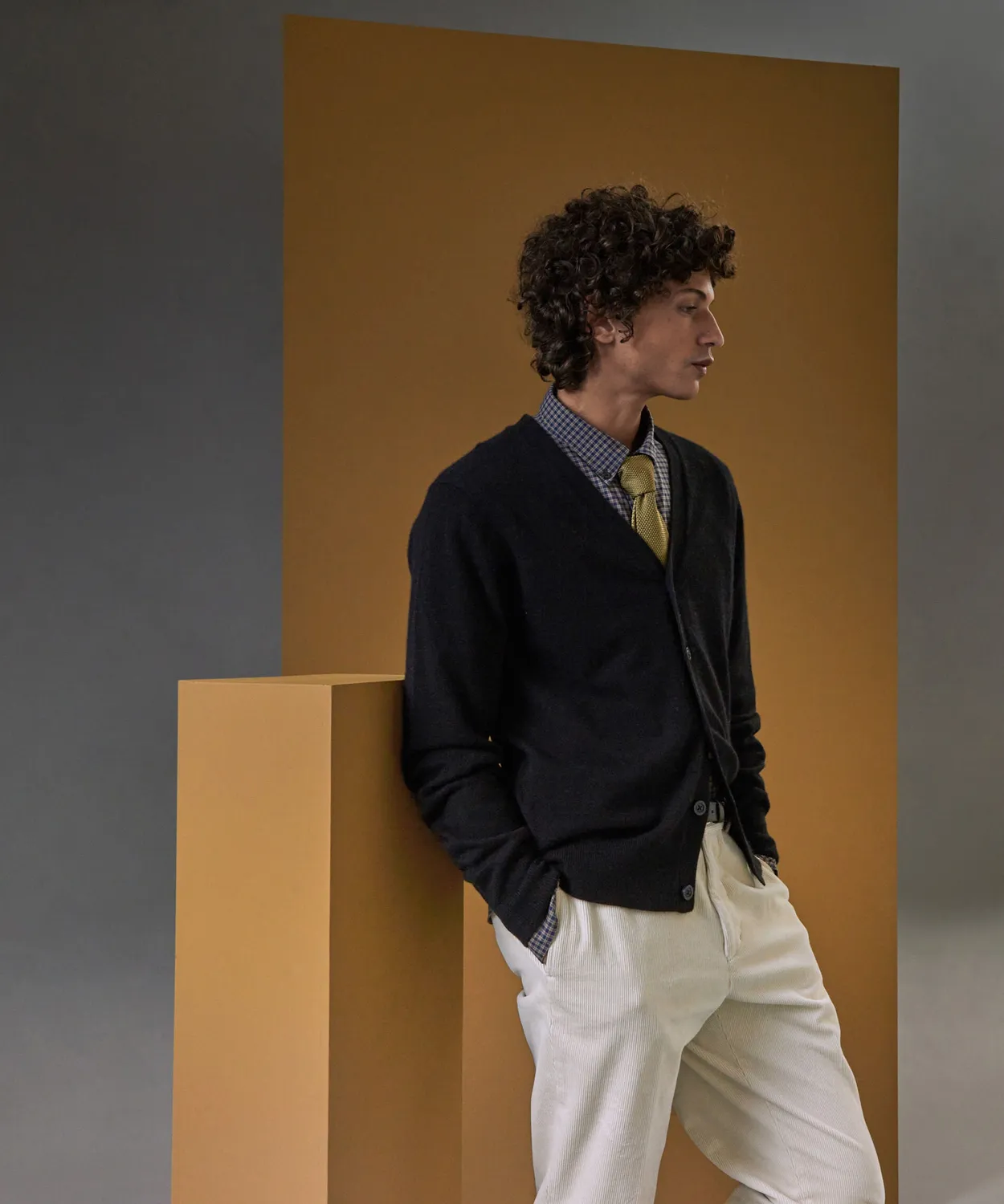 Rodier cardigan cashmere 2 fili scollo V nero uomo