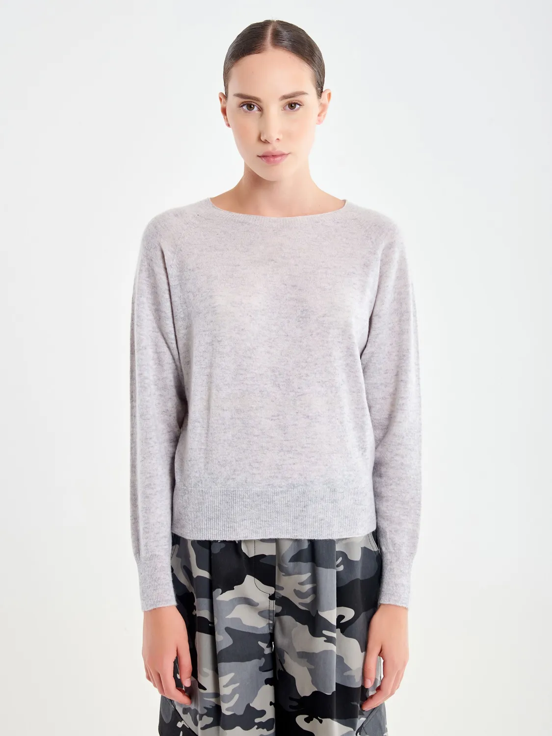 Vicolo pull girocollo grigio lana cashmere unica